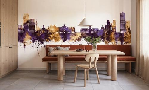 Rennes France Skyline Purple & Gold