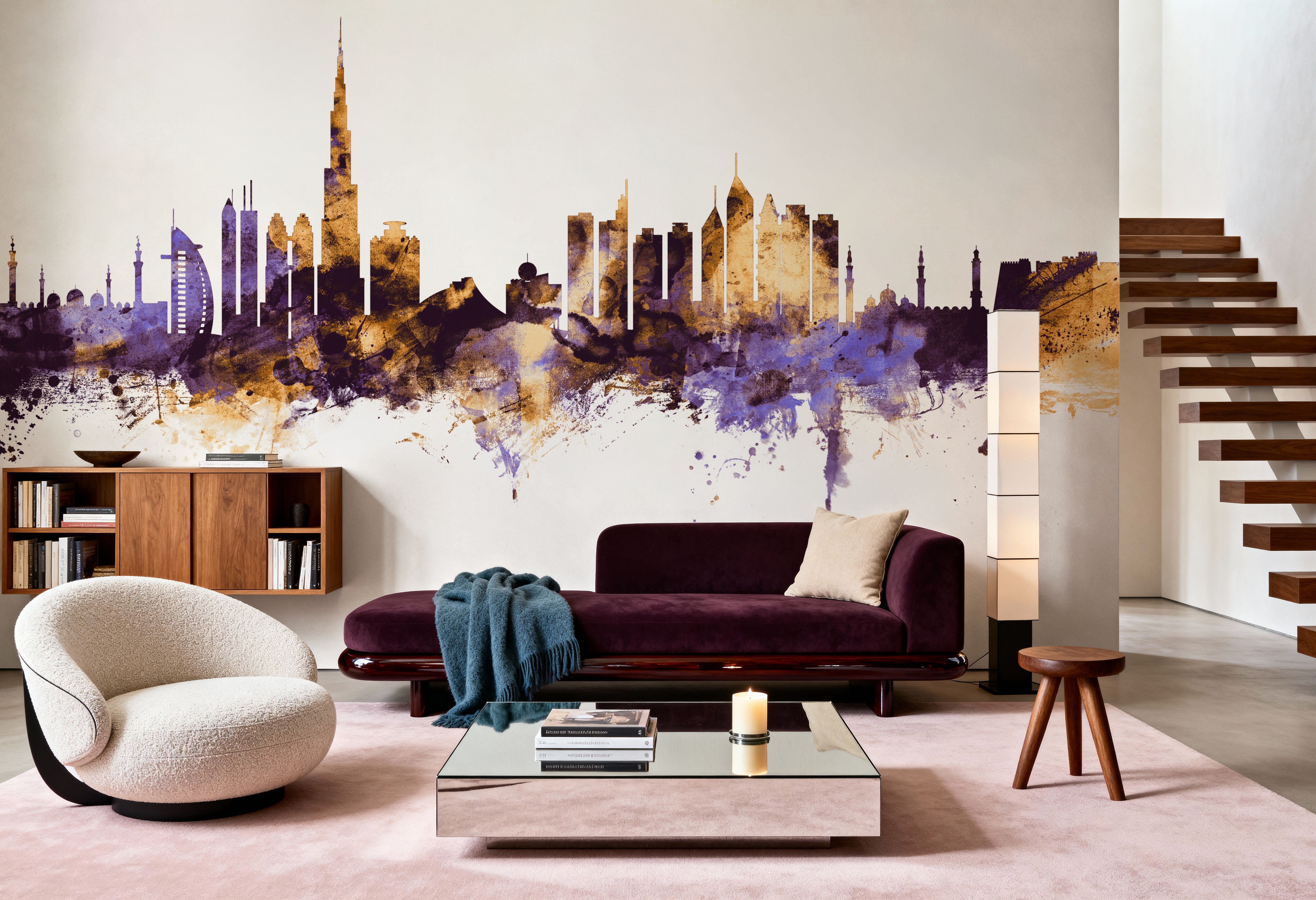 Dubai Skyline Purple & Gold