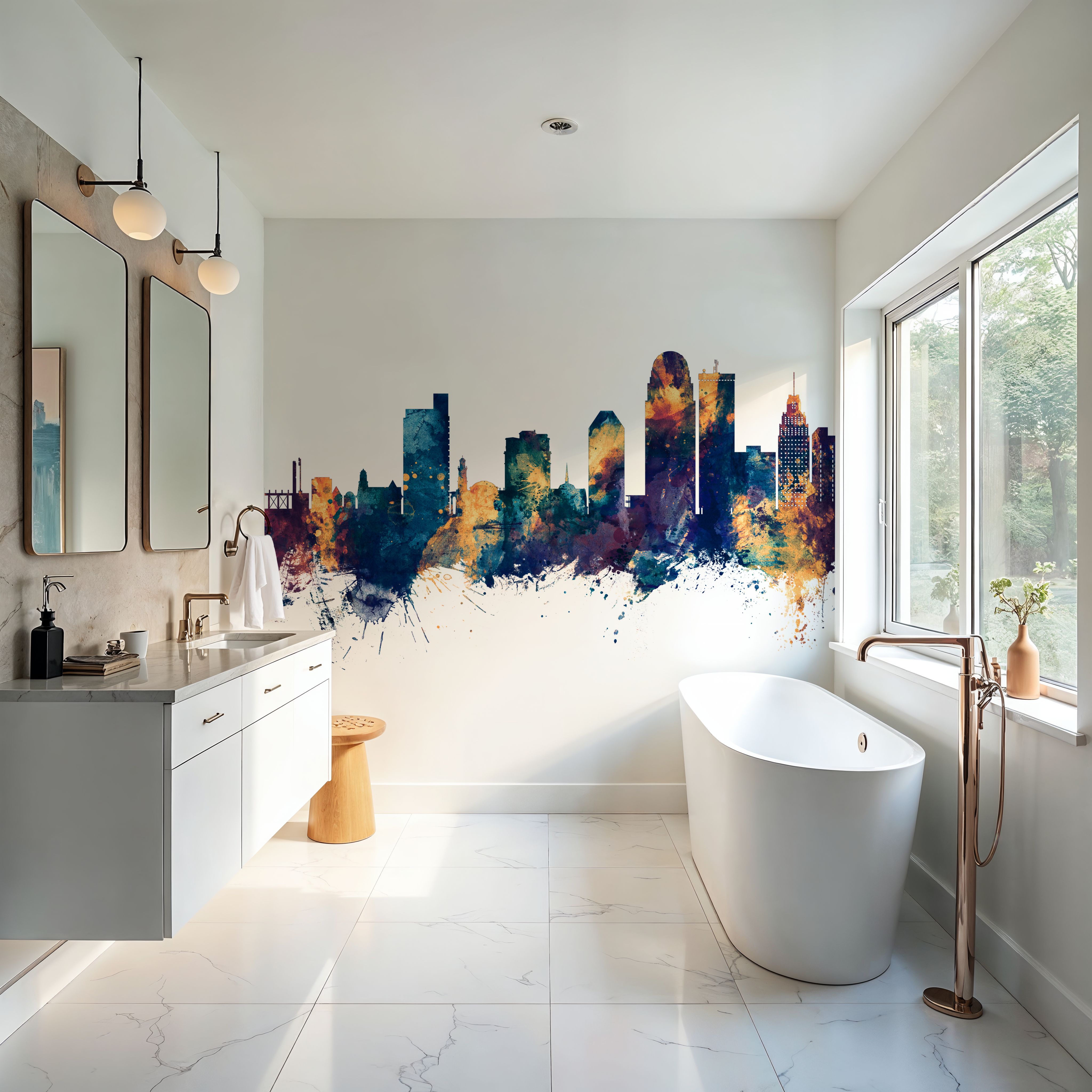 Winston-Salem North Carolina Skyline Blue & Bronze