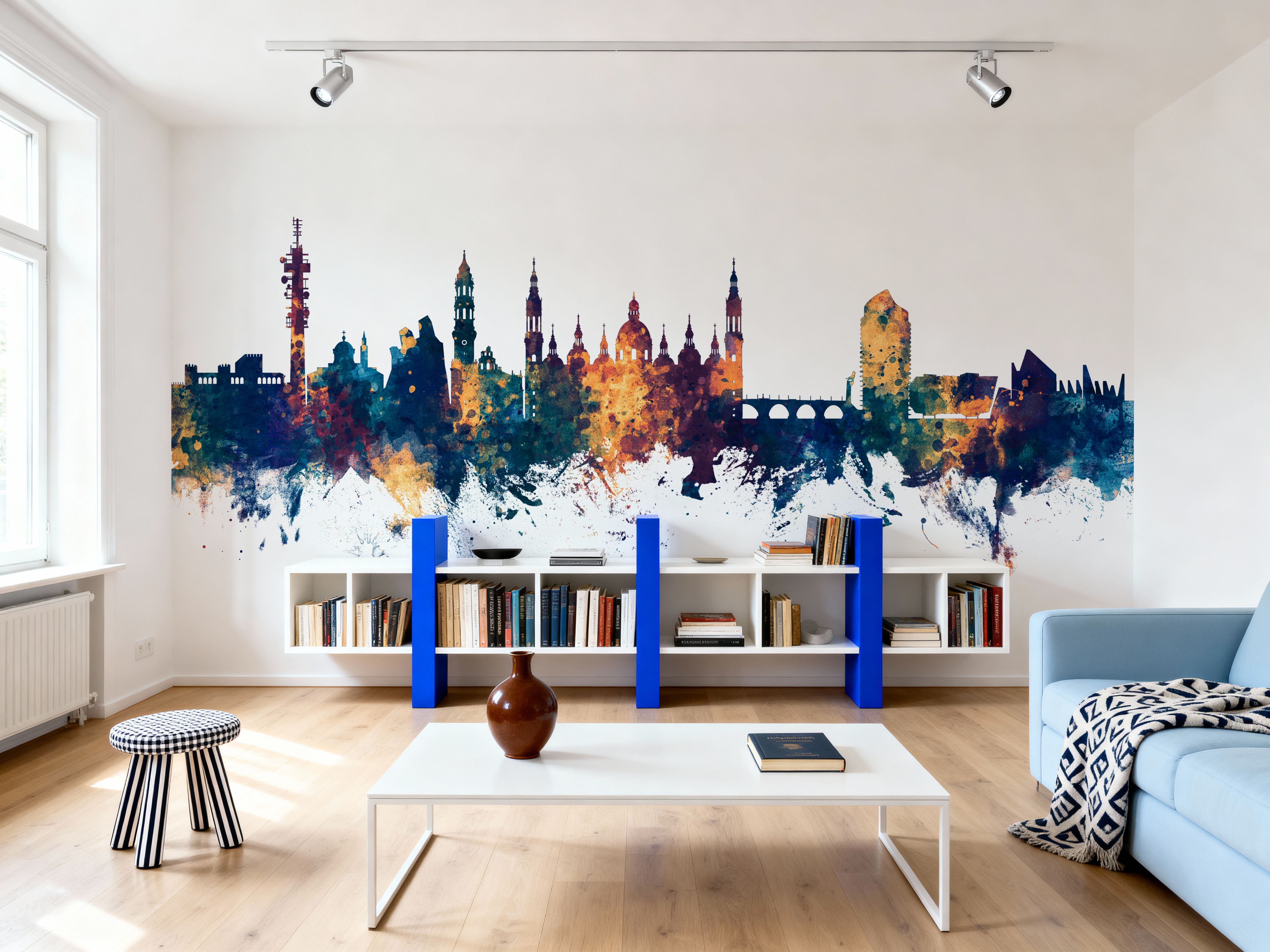 Zaragoza Spain Skyline Blue & Bronze