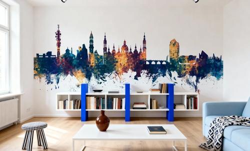 Zaragoza Spain Skyline Blue & Bronze