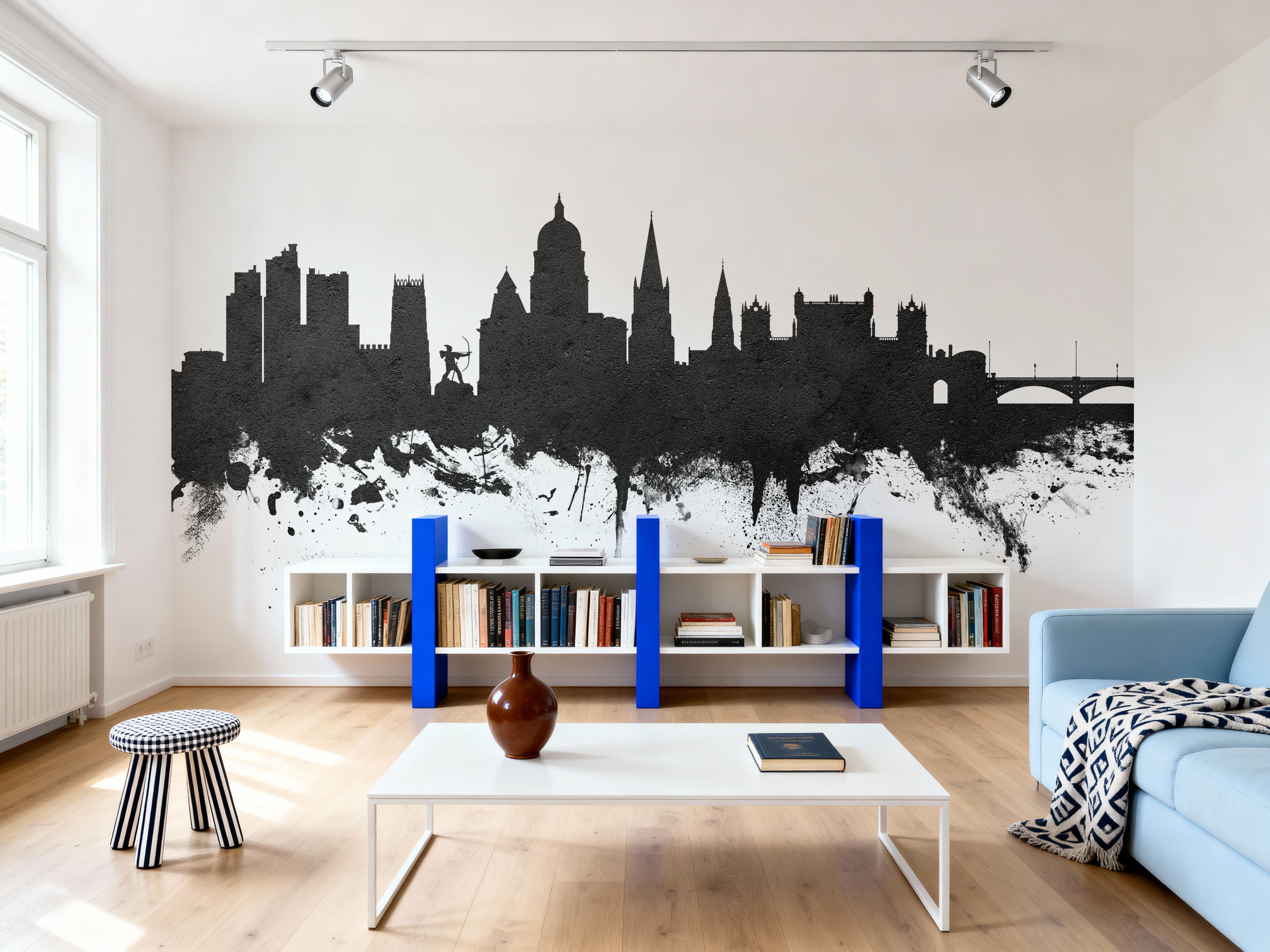 Nottingham England Skyline Black & White