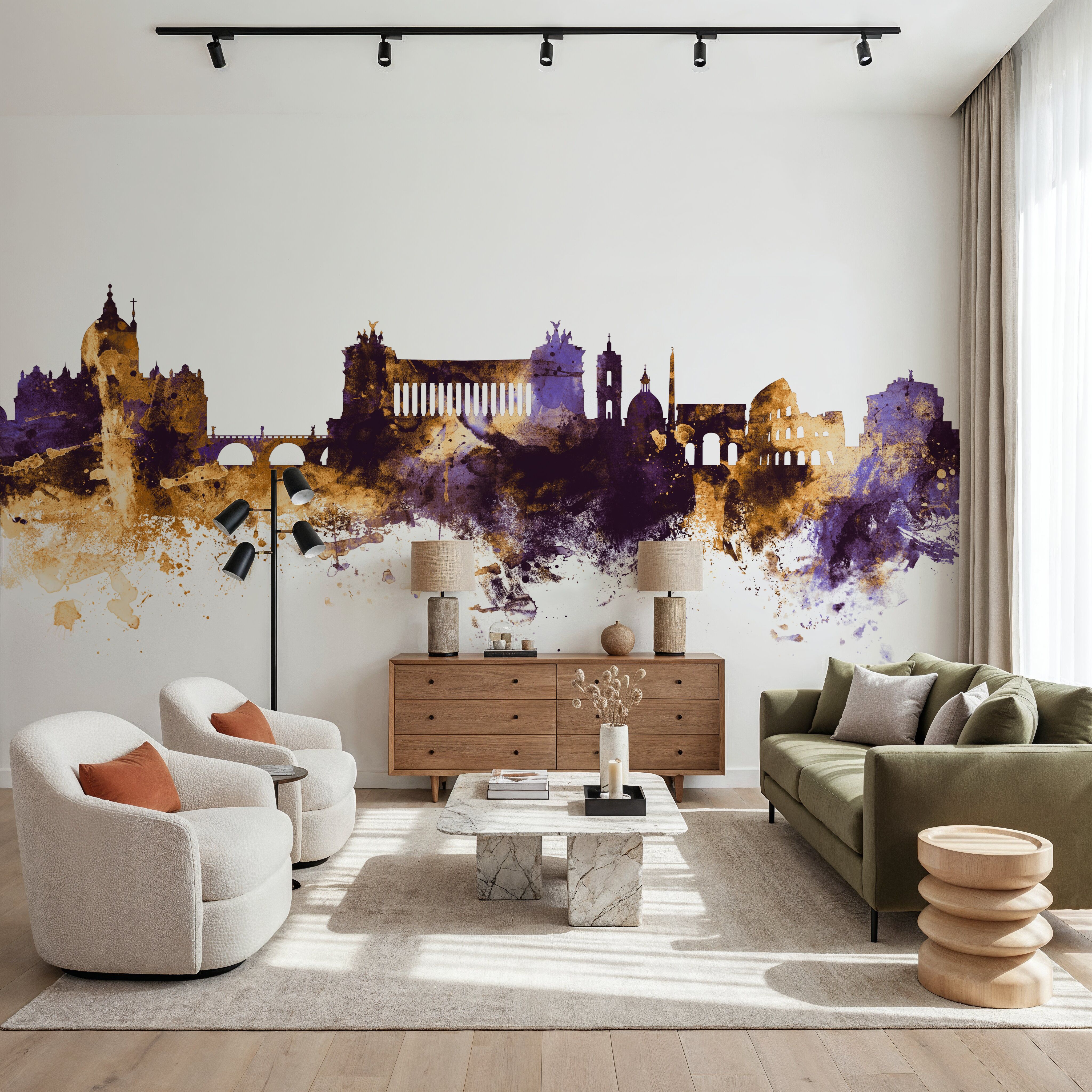 Rome Italy Skyline Purple & Gold
