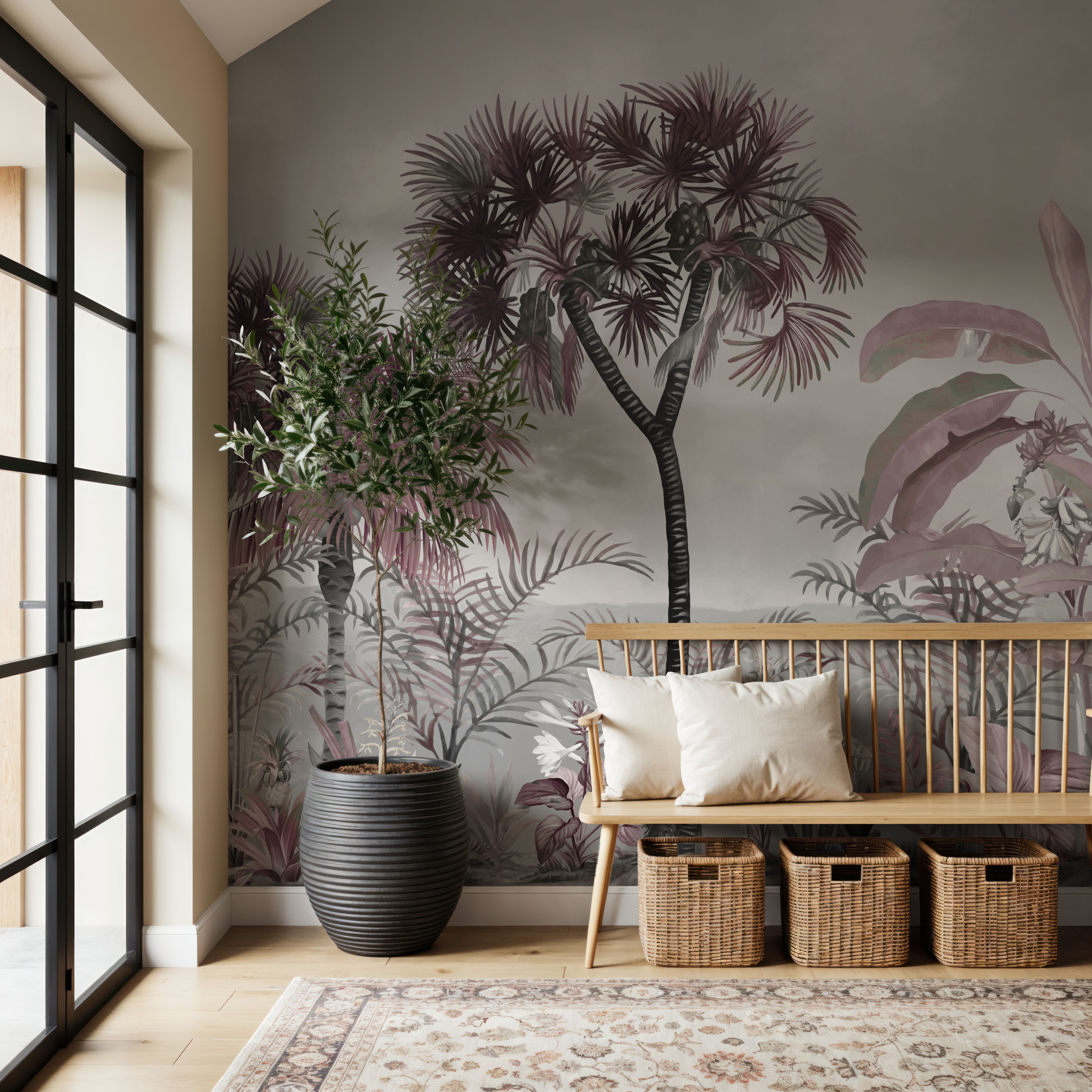 Tropical Forest Strolls Gray Blue