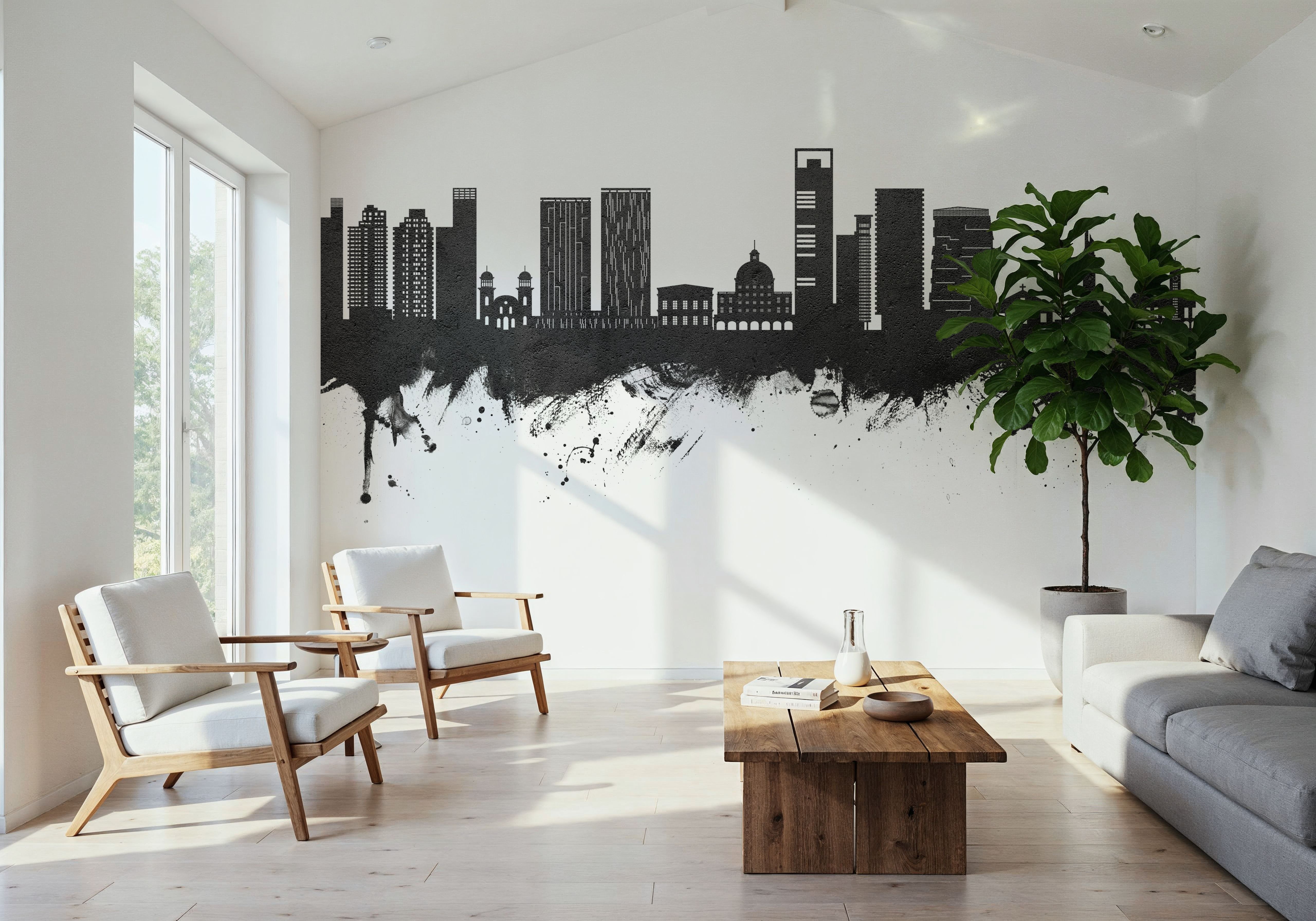 Luanda Skyline Black & White, Behang