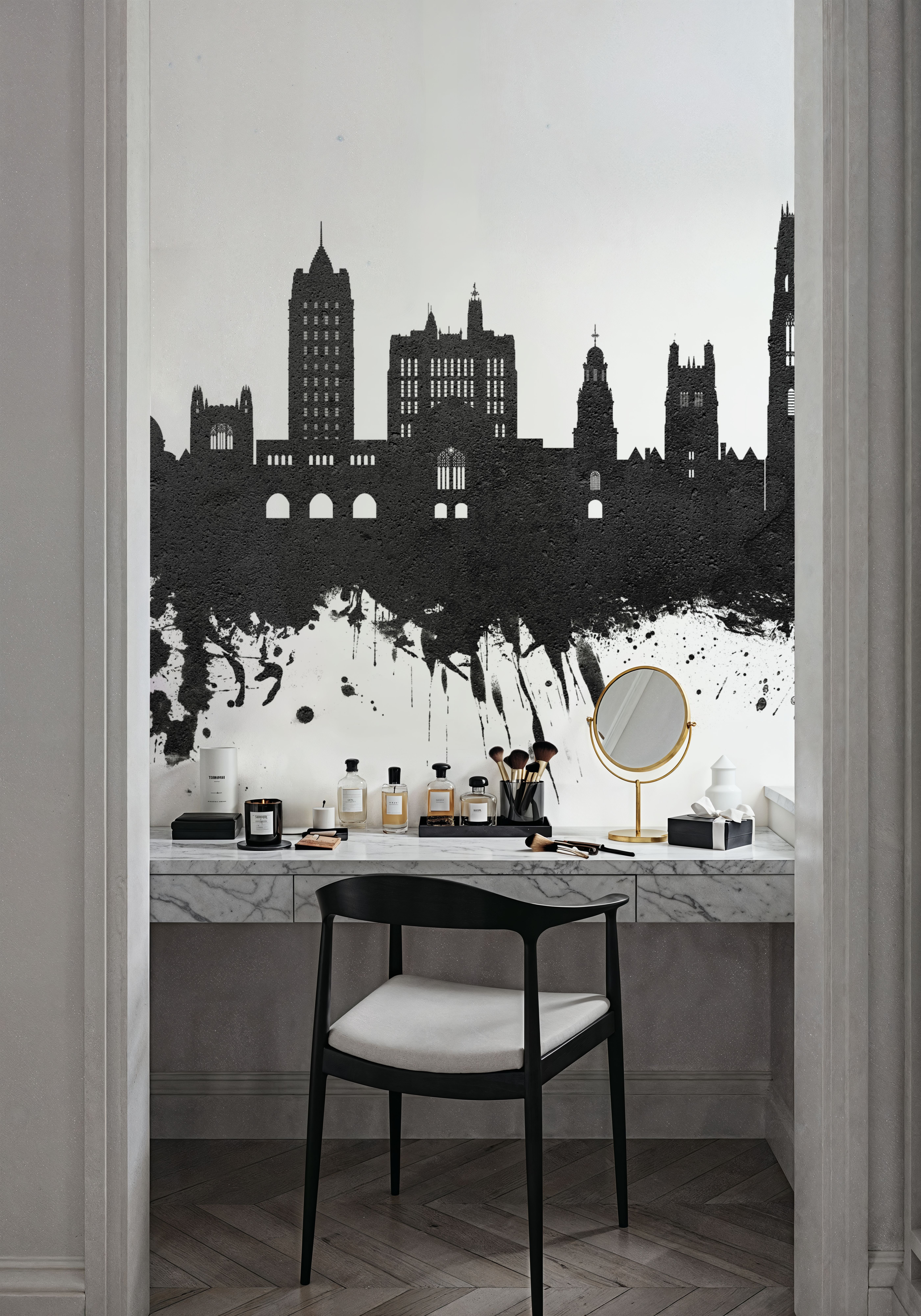 New Haven Connecticut Skyline Black & White