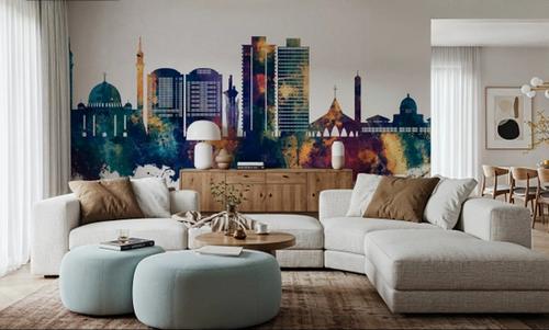Abuja Nigeria Skyline Blue & Bronze