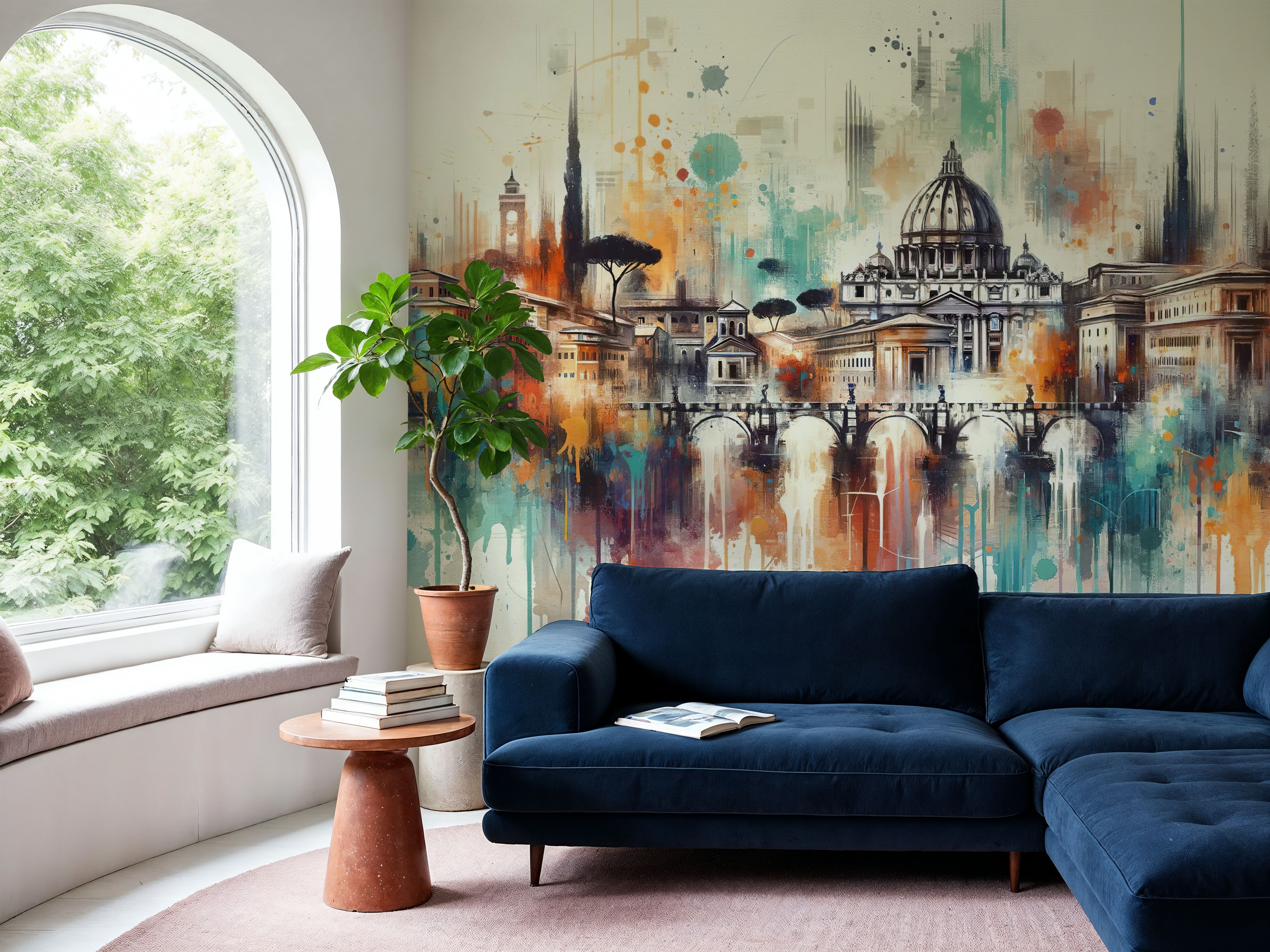 Watercolor Skyline Rome II