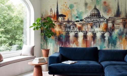 Watercolor Skyline Rome II