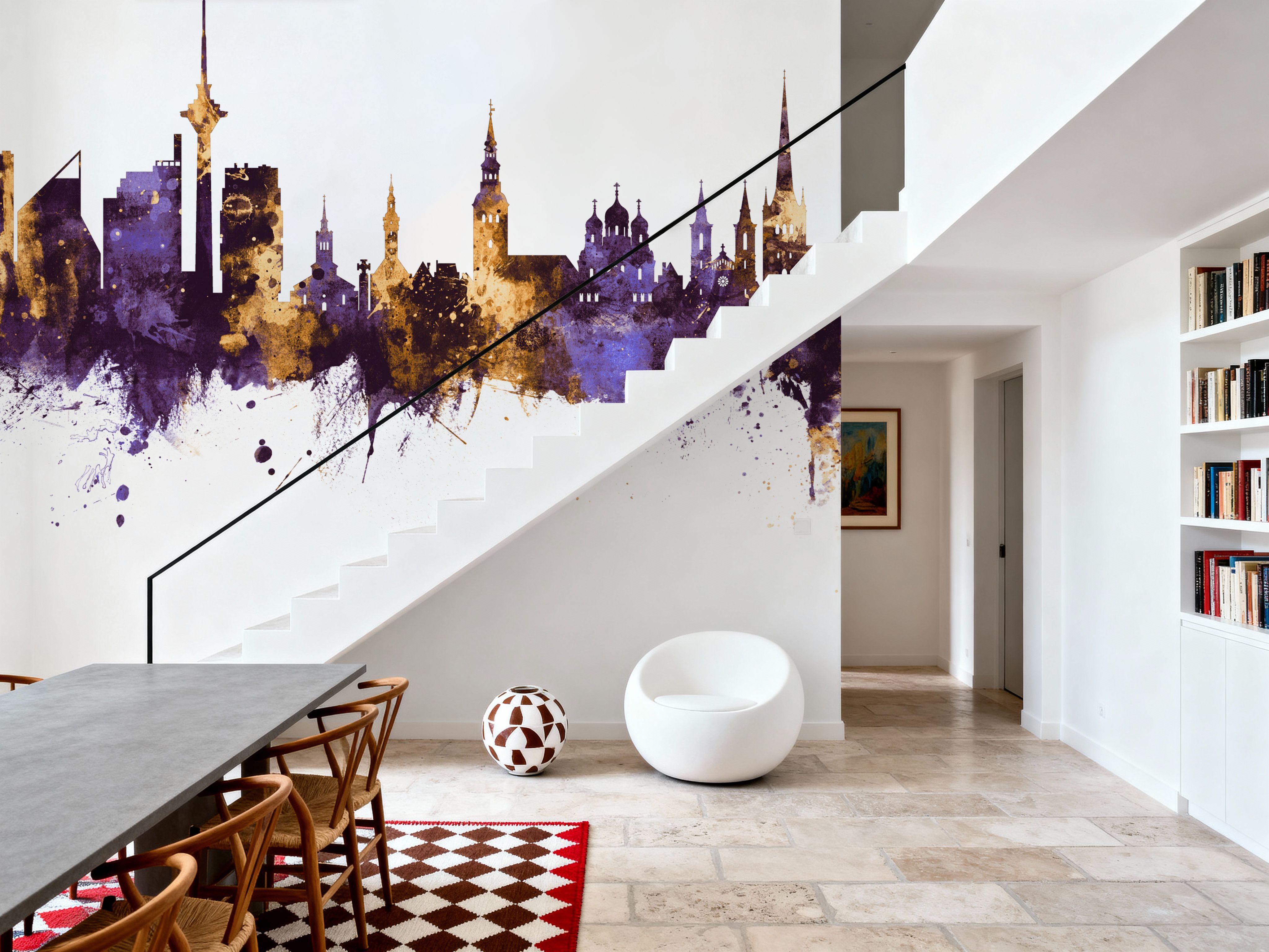 Tallinn Estonia Skyline Purple & Gold