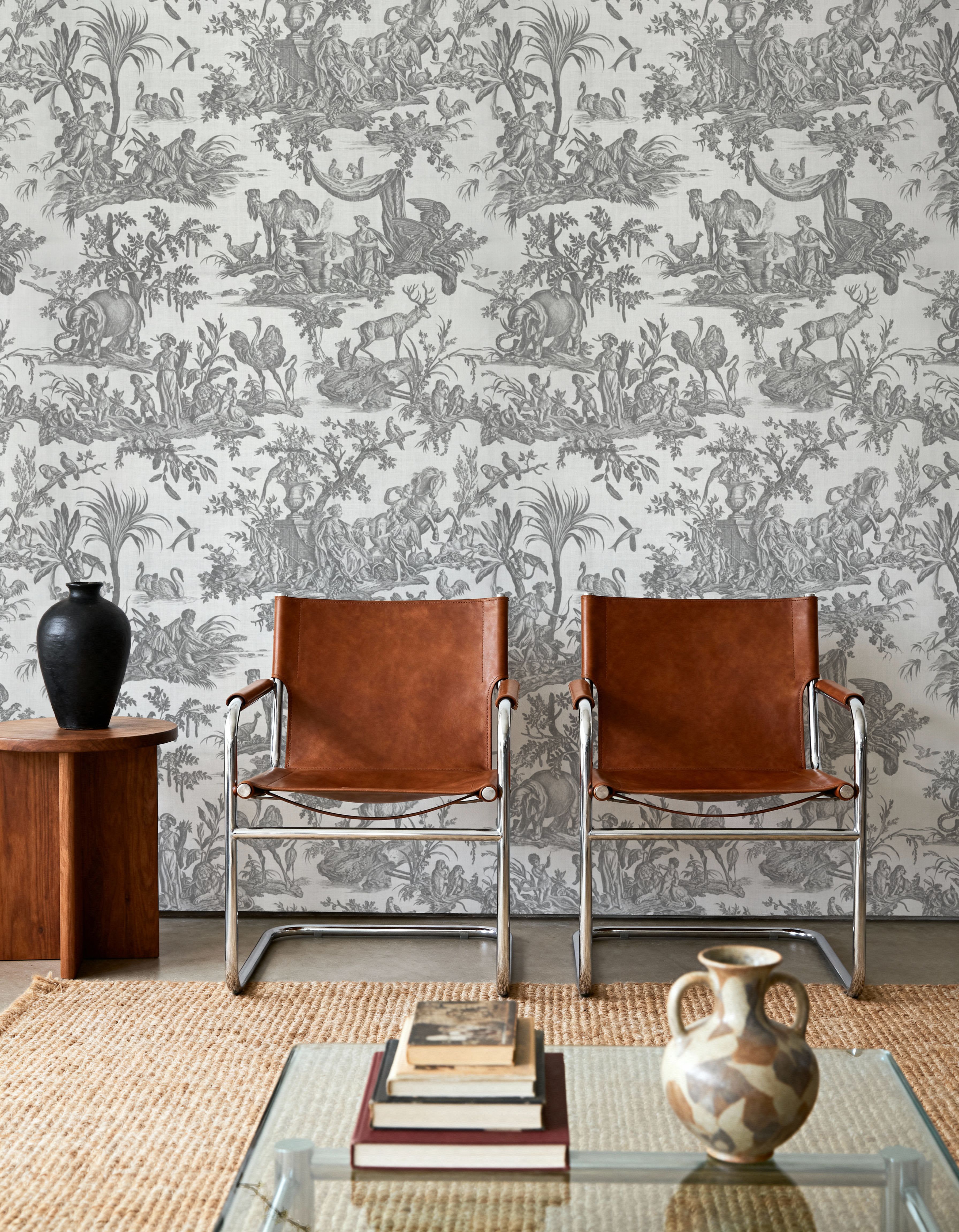 Patinated Linen Toile de Jouy, Stone