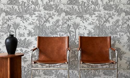 Patinated Linen Toile de Jouy, Stone