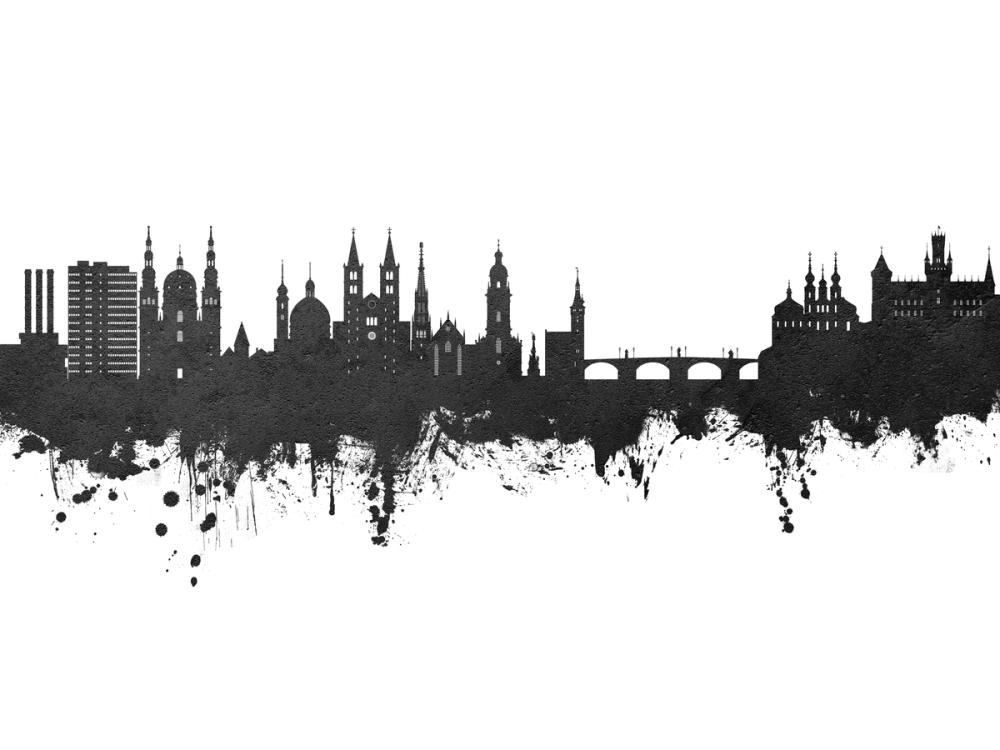 Würzburg Germany Skyline Black & White