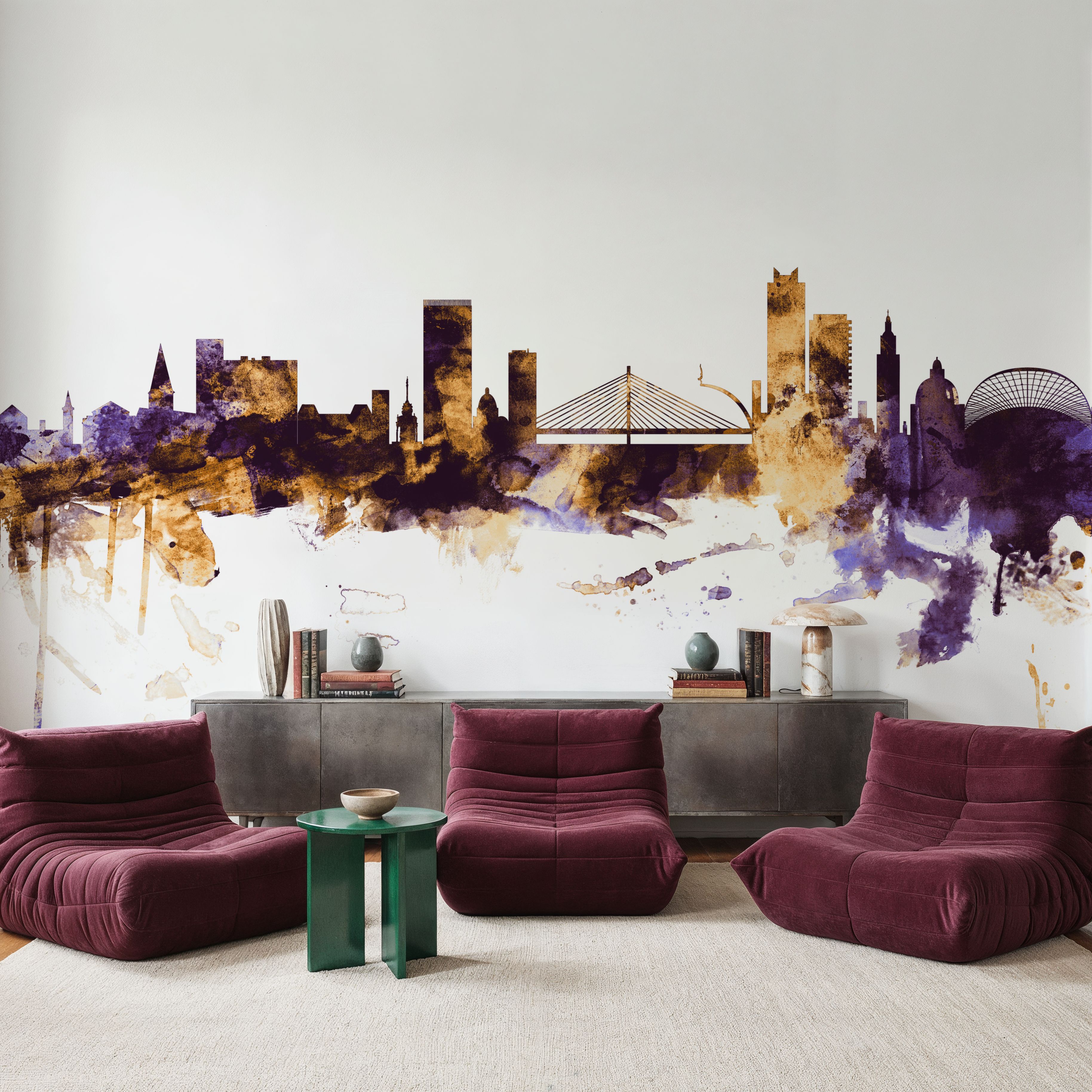 Liege Belgium Skyline Purple & Gold