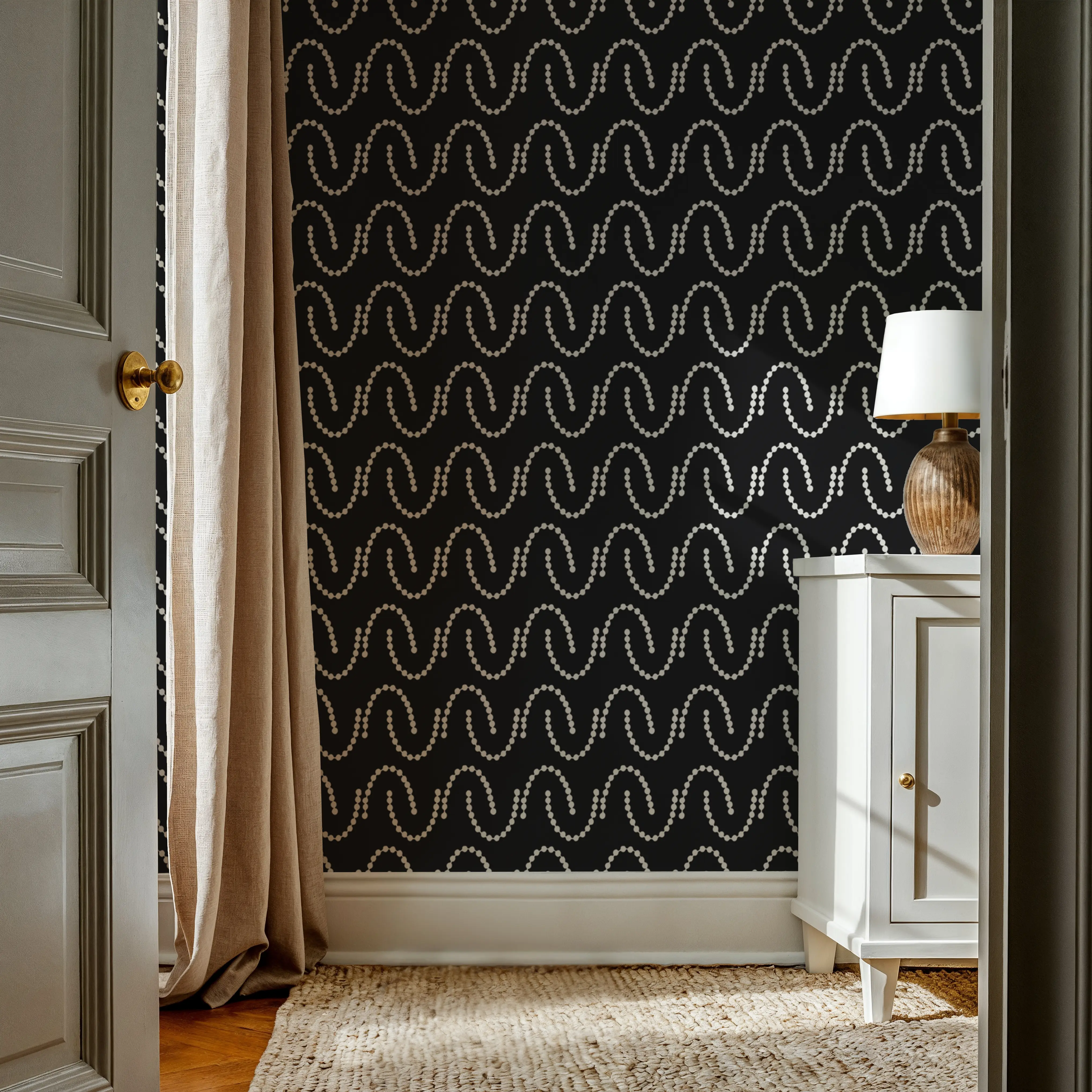 Behang - Happy Garden Swirls - Stippen - Wit - Woonkamer - Wallism België - Zelfklevend of Vliesbehang