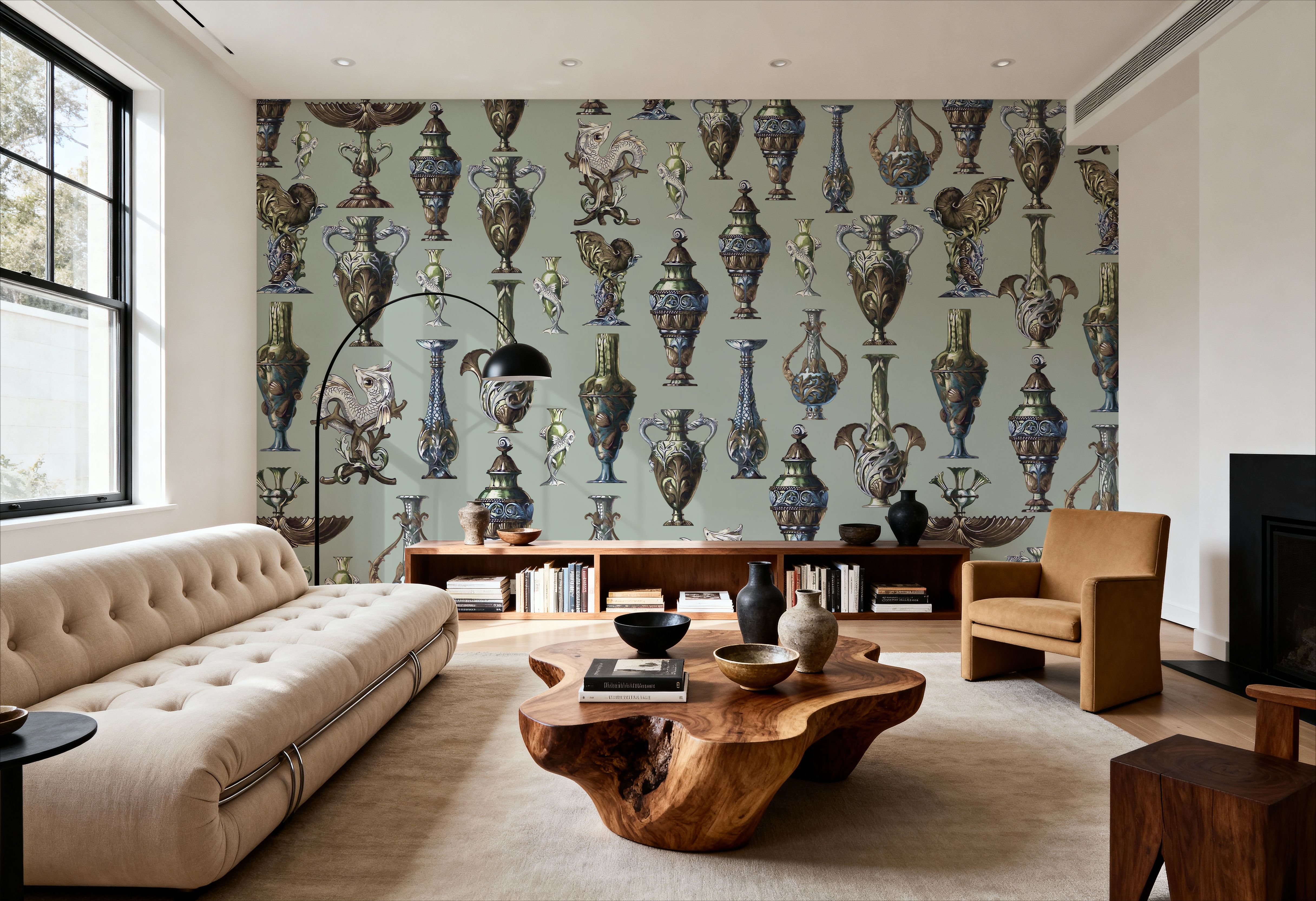 Art Deco Wall Teal, Wallpaper