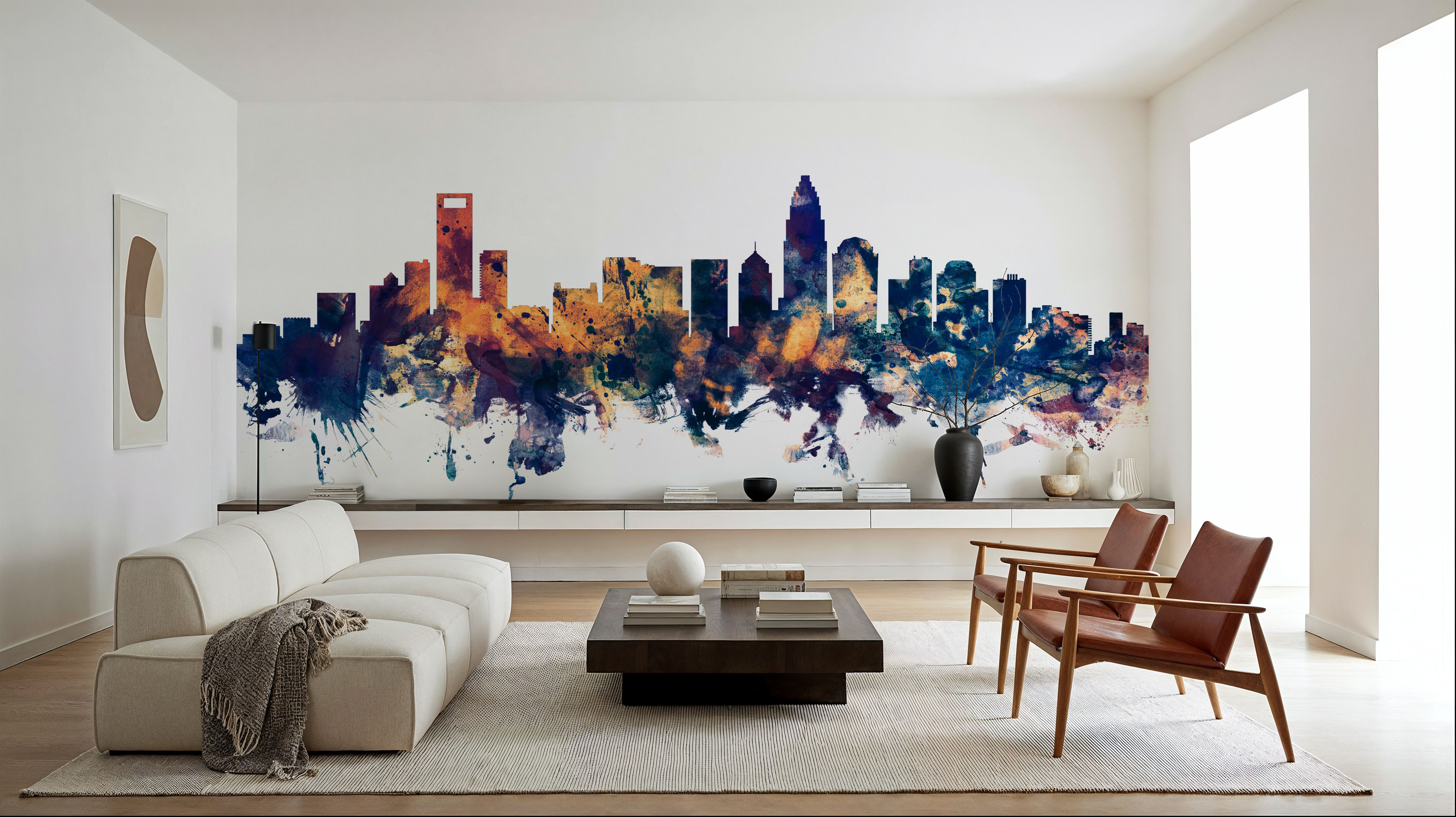 Charlotte North Carolina Skyline Blue & Bronze