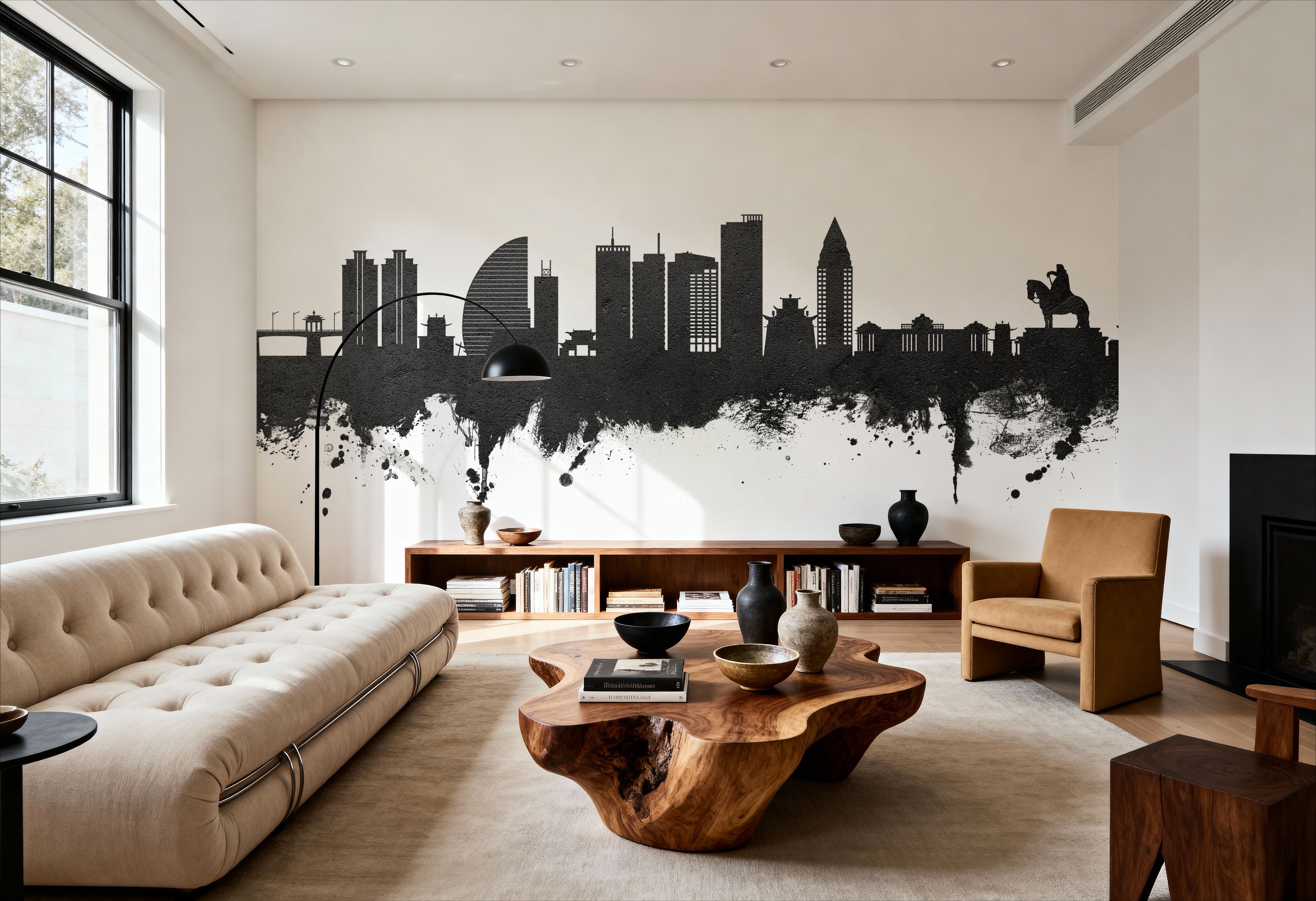 Ulaanbaatar Mongolia Skyline Black & White