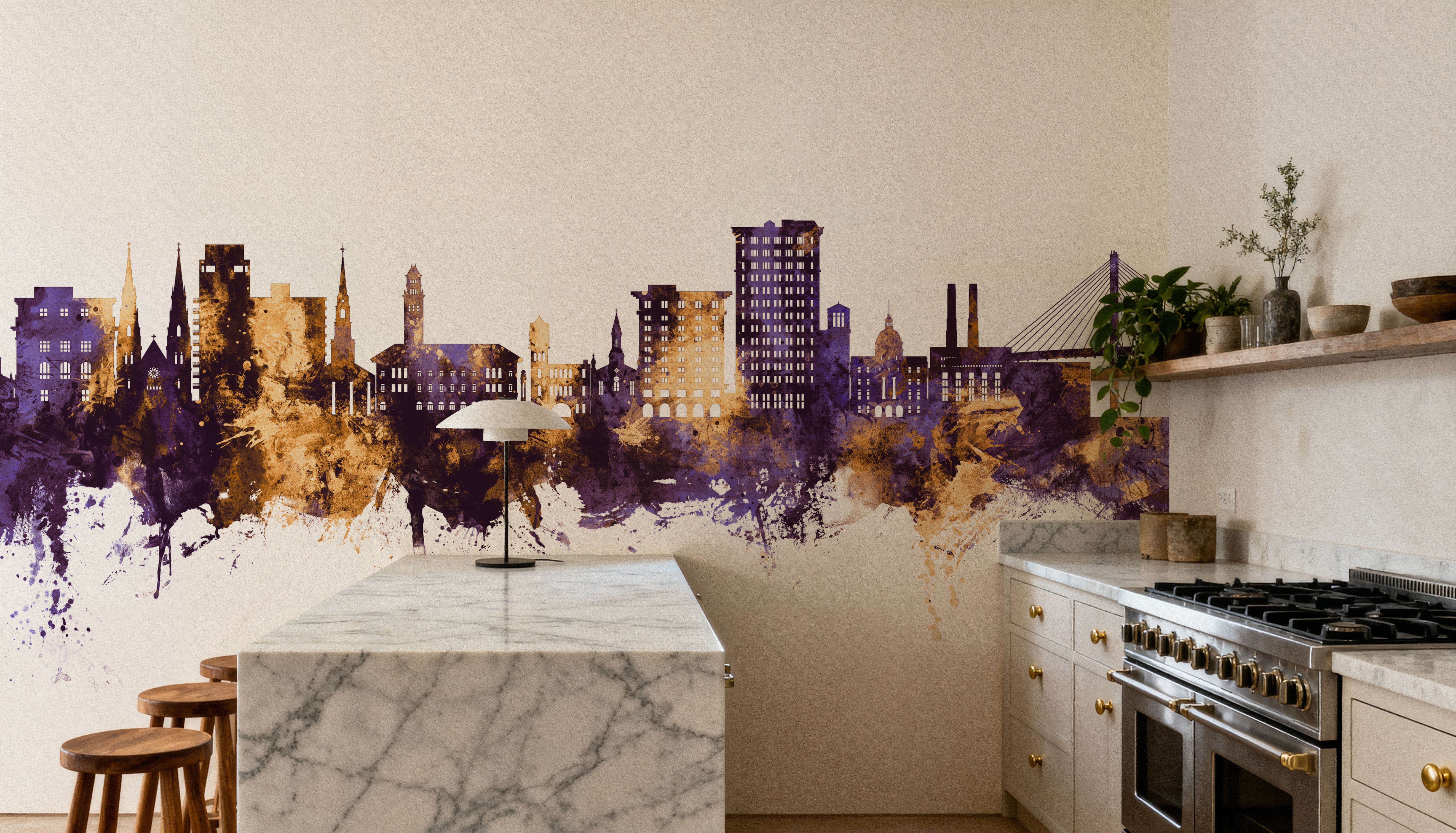 Savannah Georgia Skyline Purple & Gold