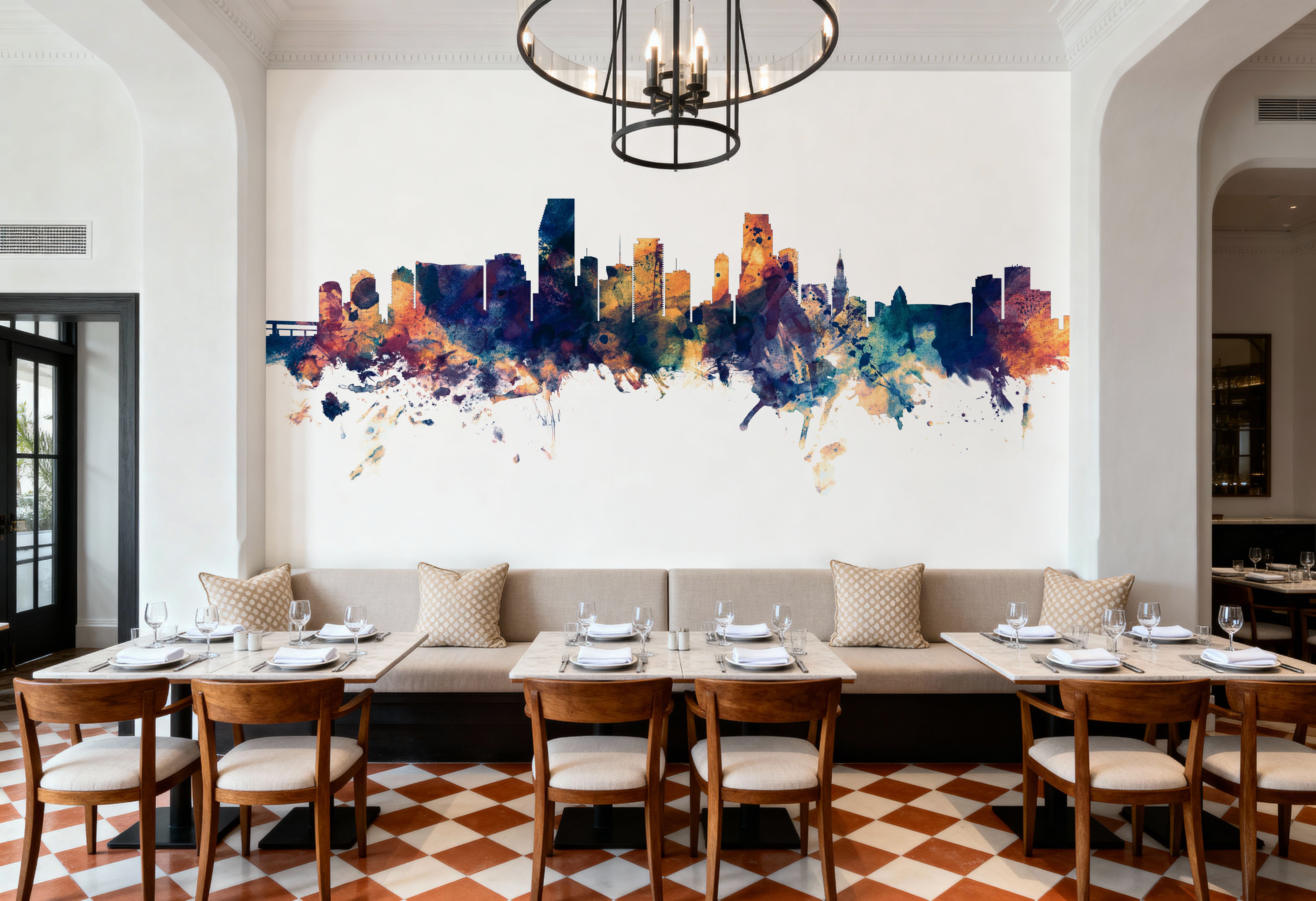 Miami Florida Skyline Blue & Bronze