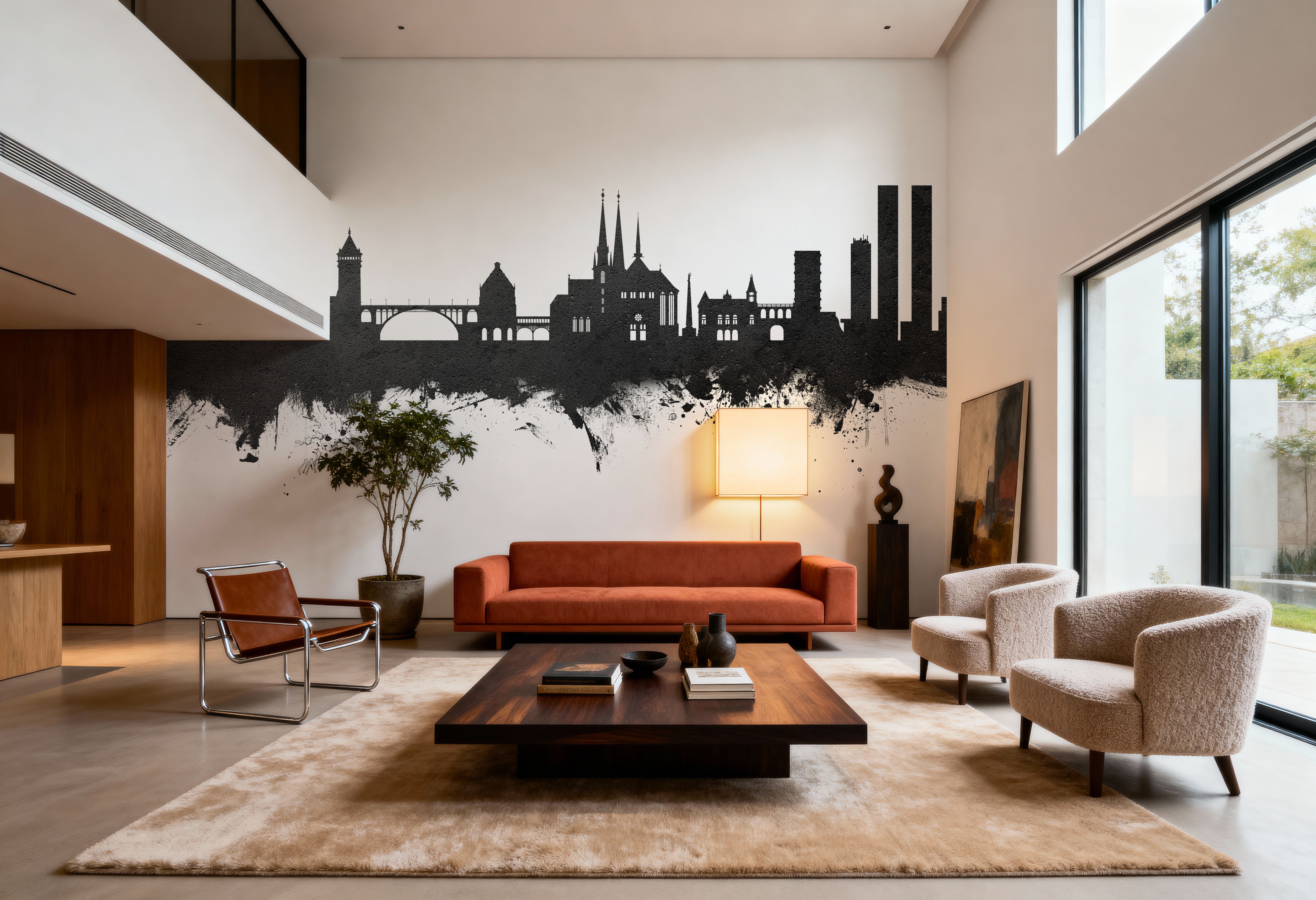 Luxembourg City Skyline Black & White