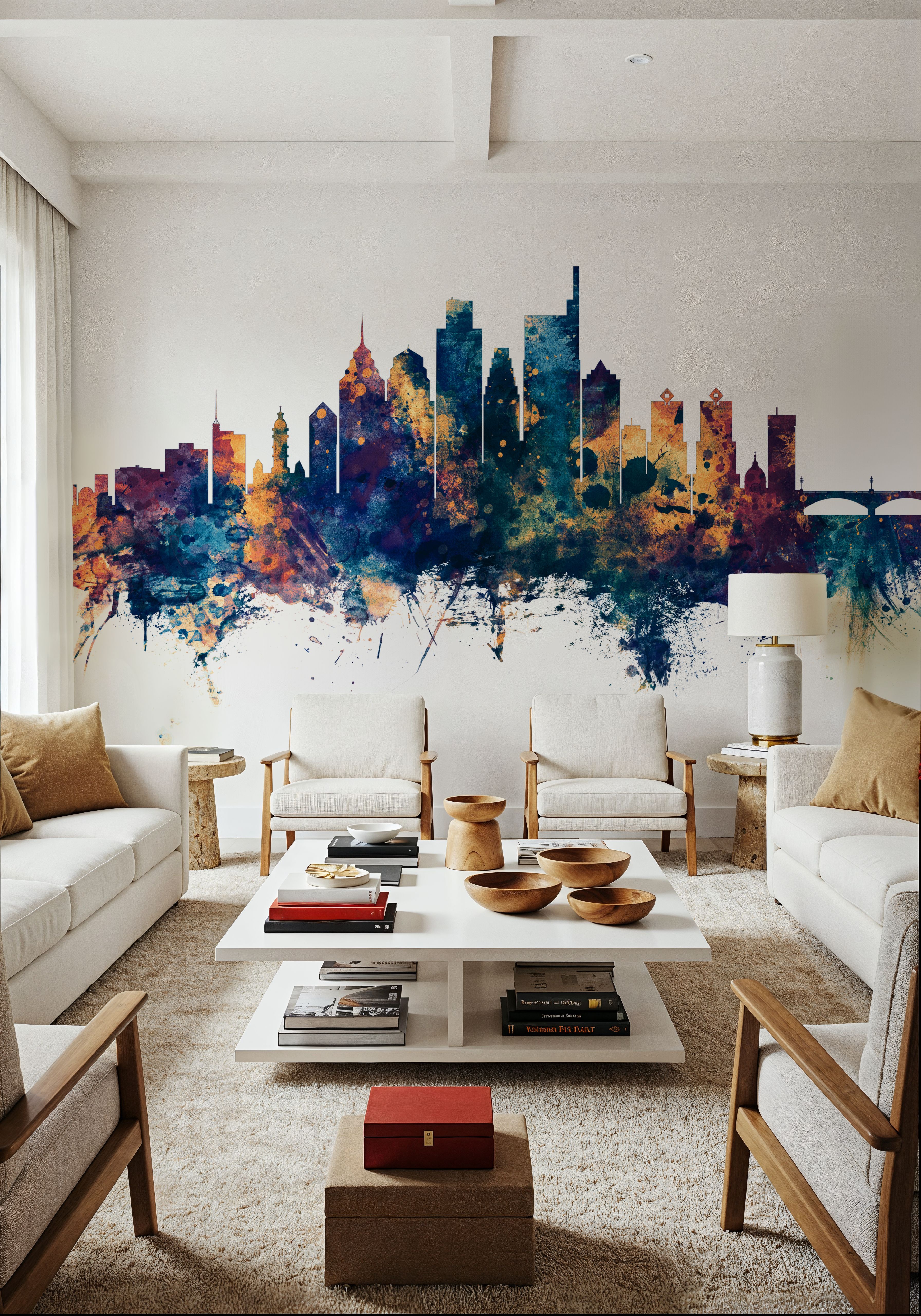 Philadelphia Skyline Blue & Bronze