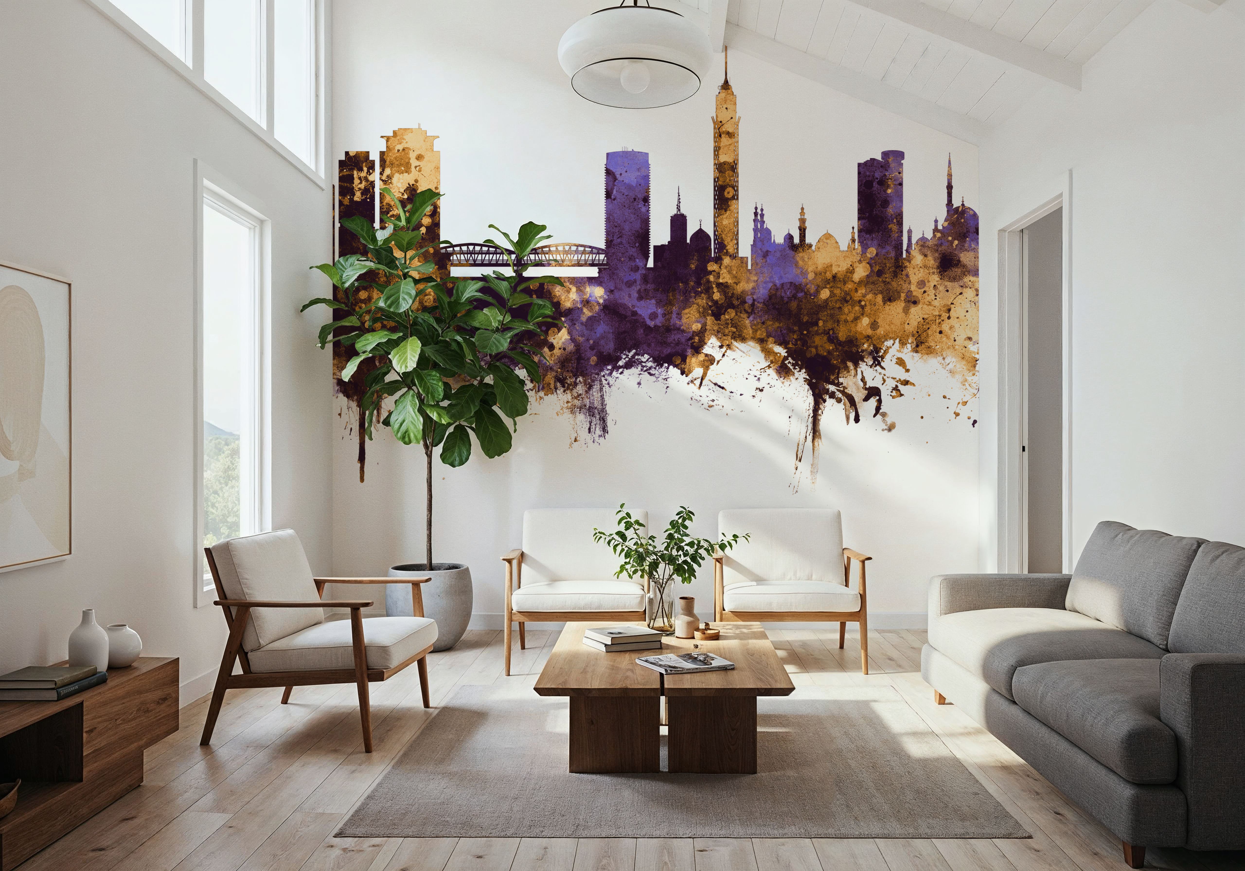 Cairo Egypt Skyline Purple & Gold, Tapeten