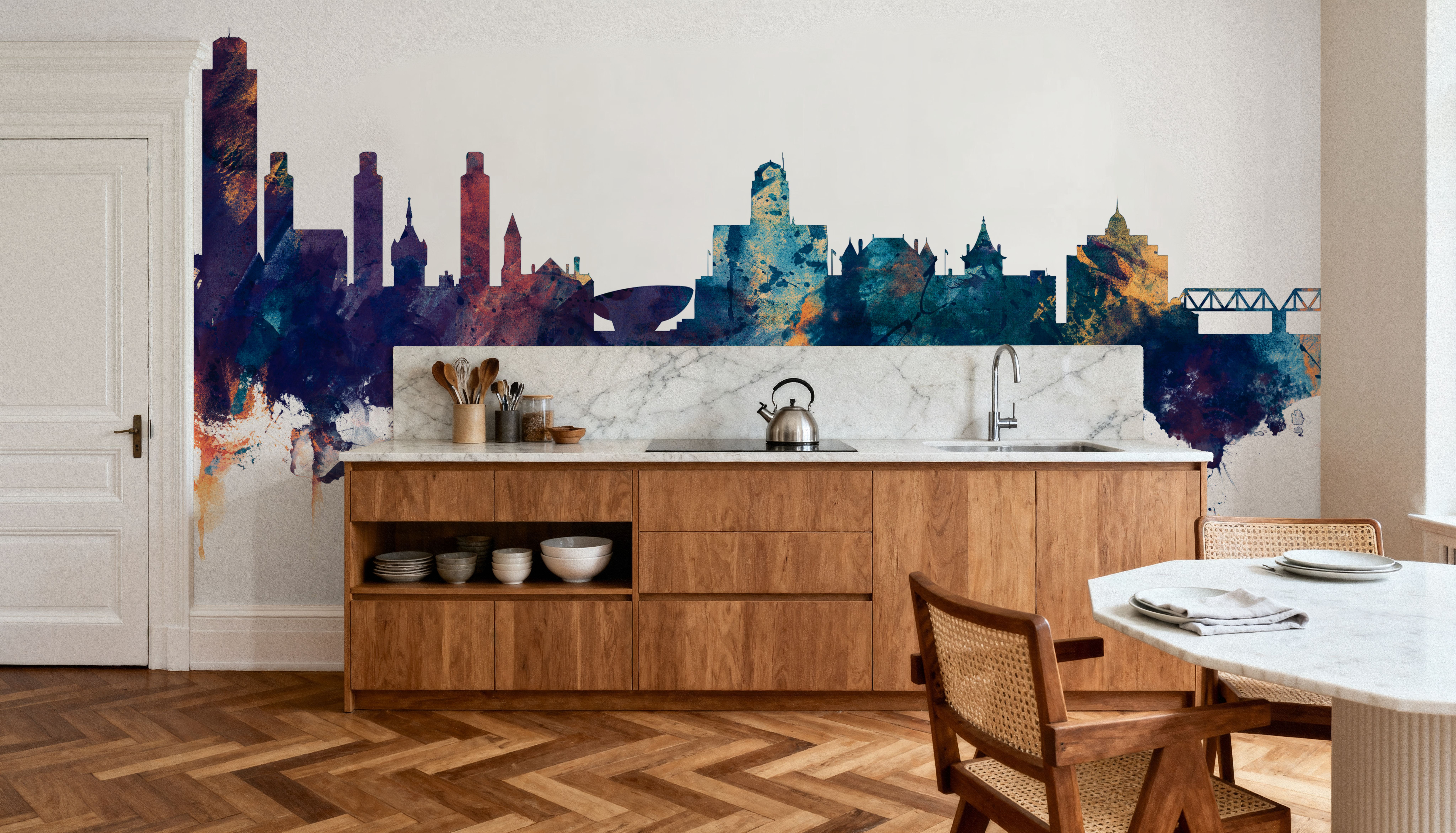 Albany New York Skyline Blue & Bronze