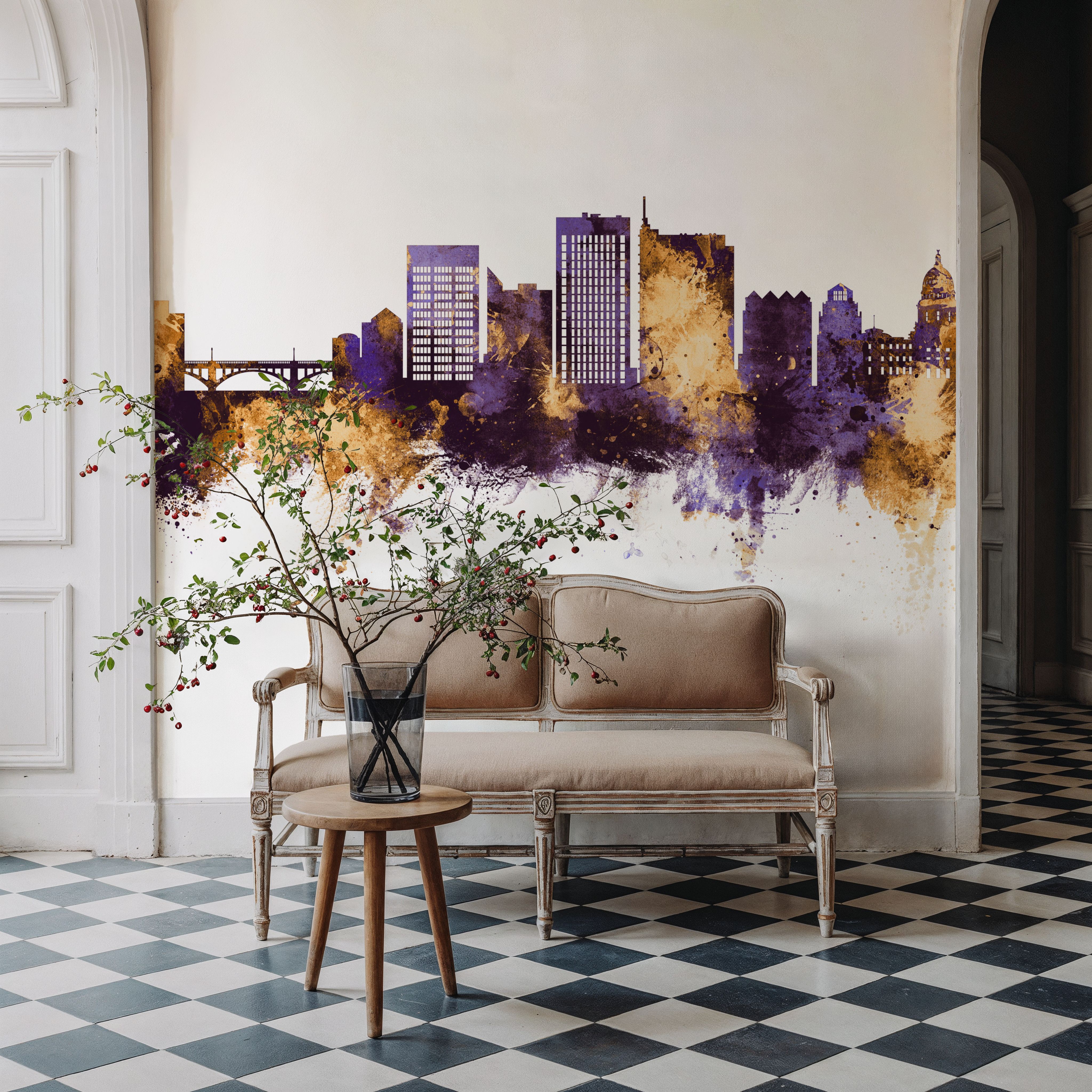 Boise Idaho Skyline Purple & Gold