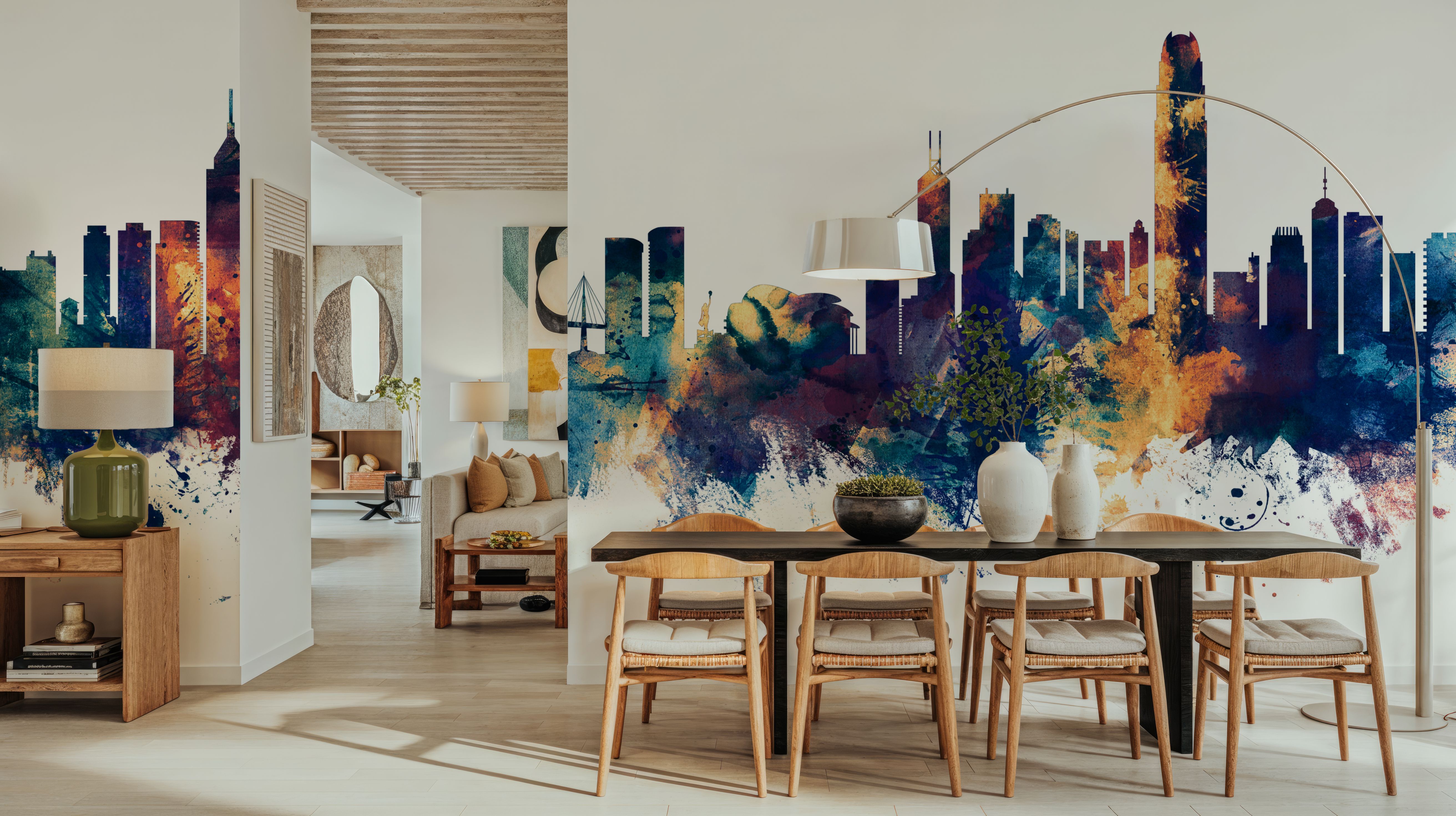 Hong Kong Skyline Blue & Bronze