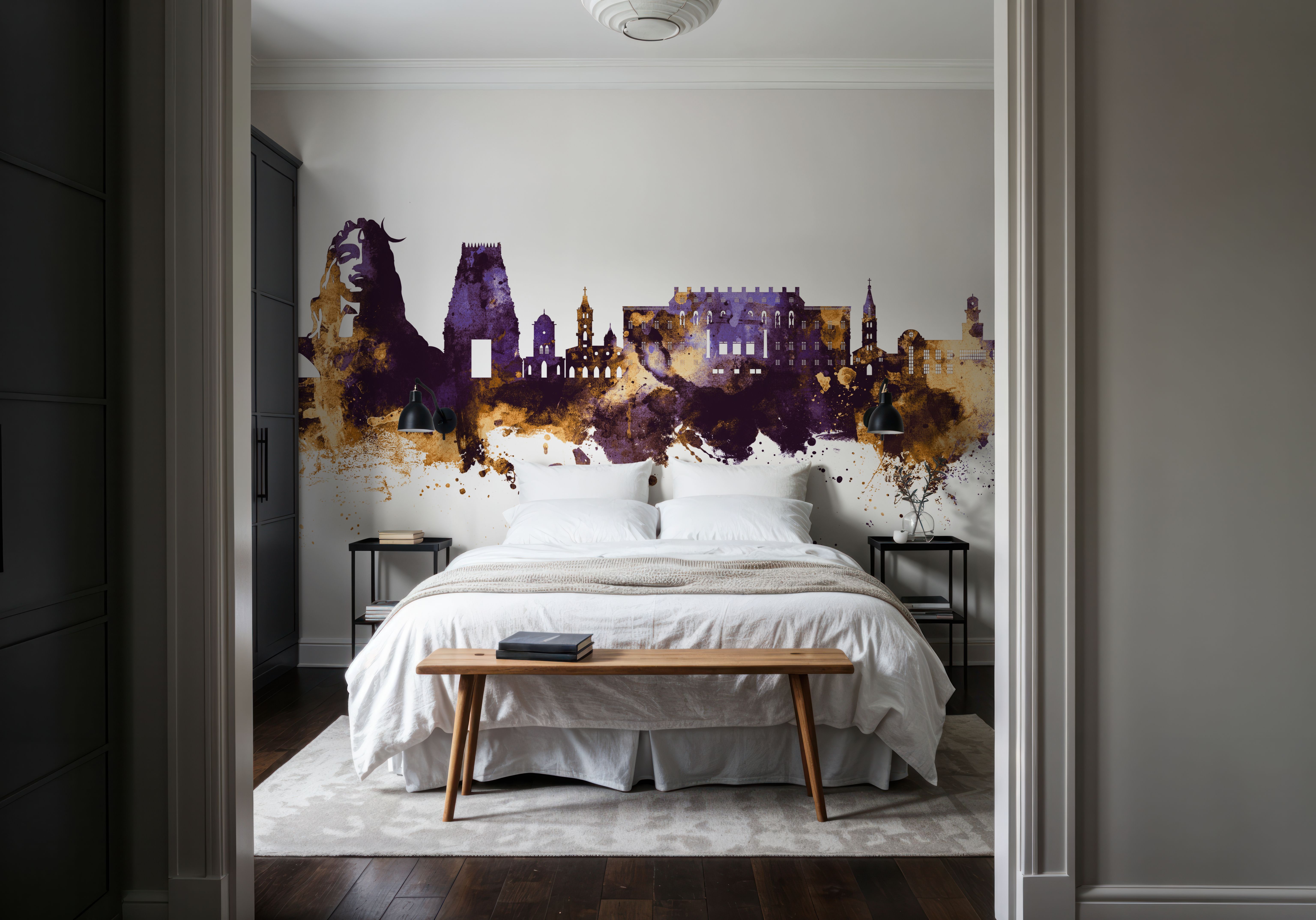 Coimbatore India Skyline Purple & Gold