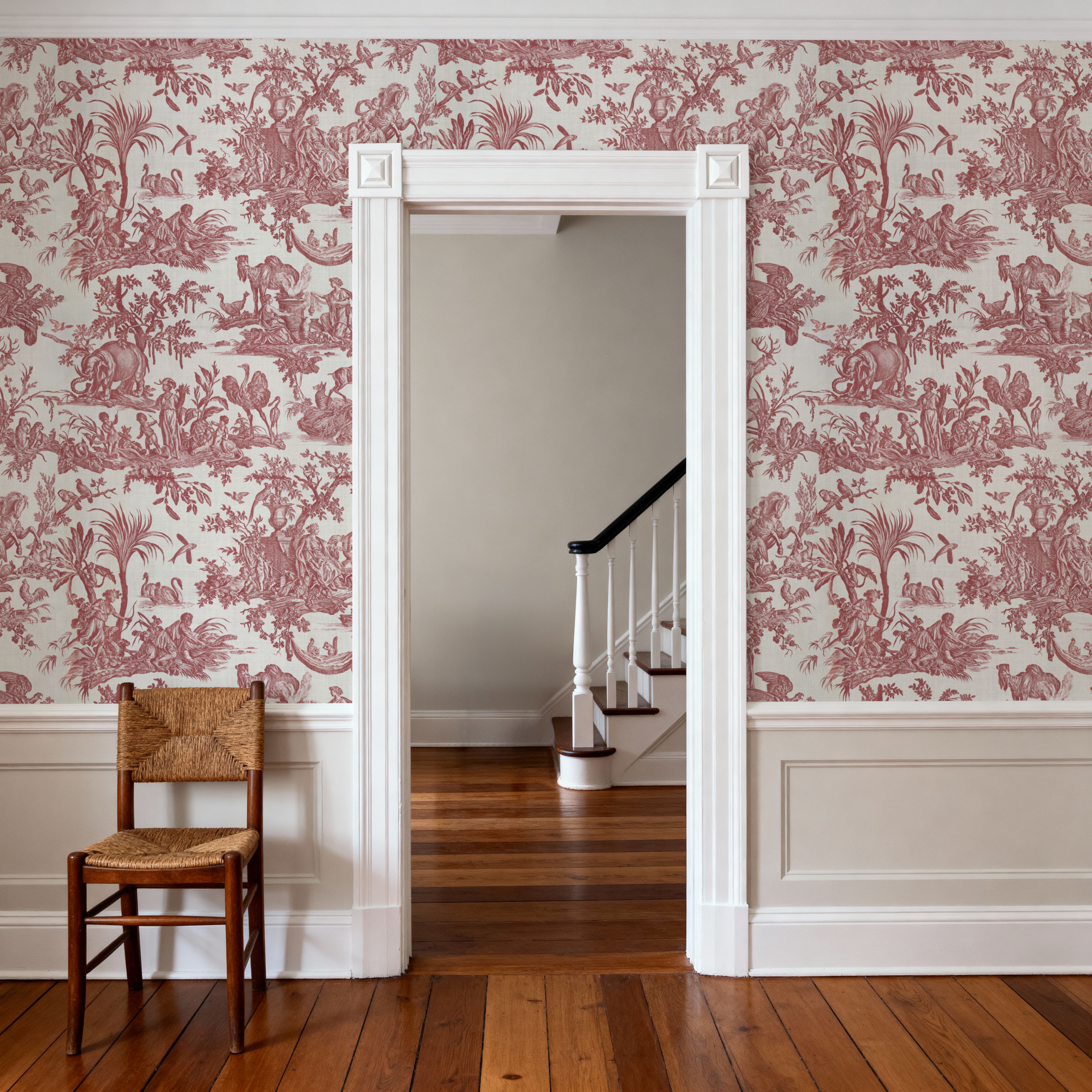 Patinated Linen Toile de Jouy, Brick