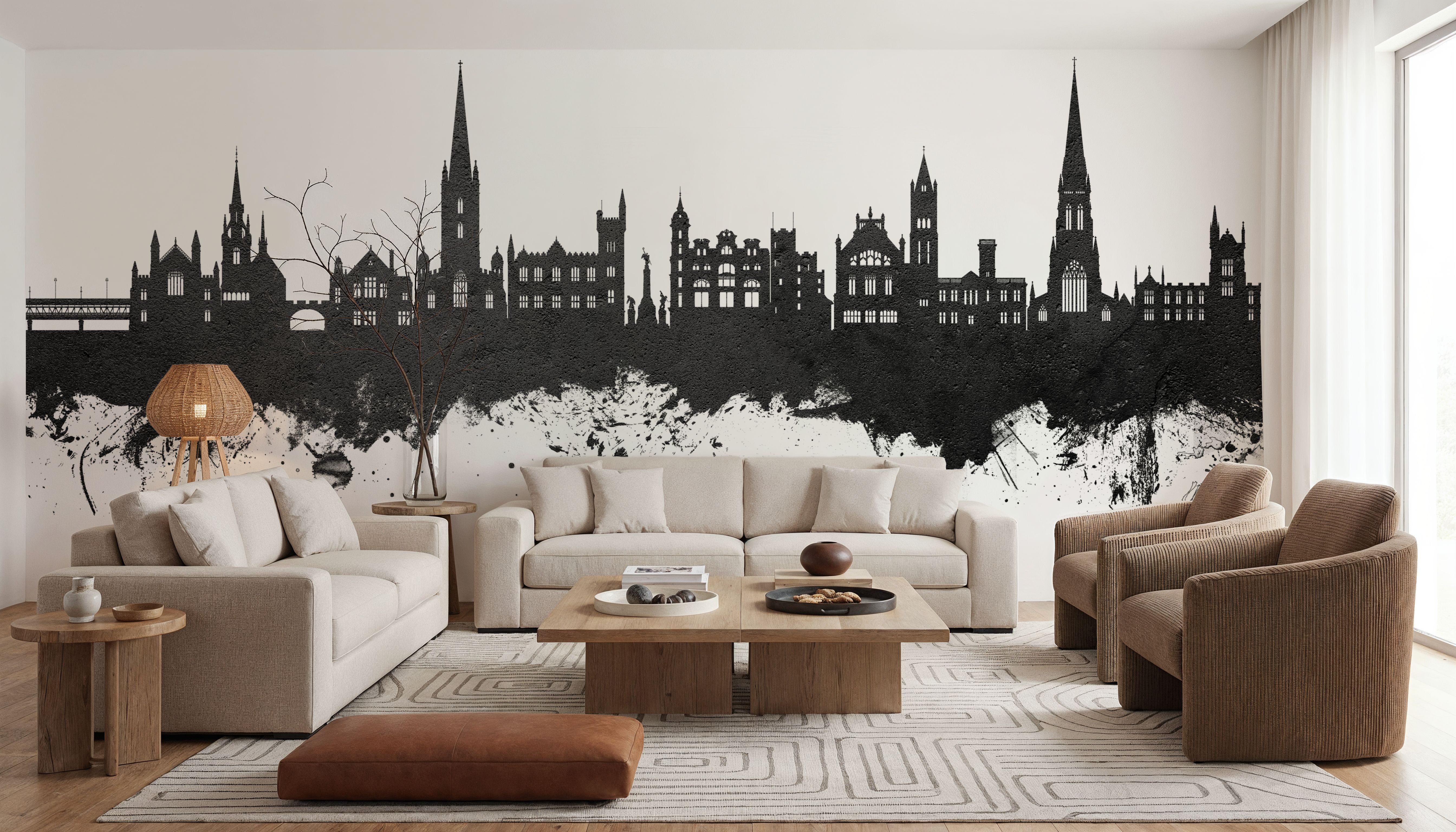 Derry Northern Ireland Skyline Black & White