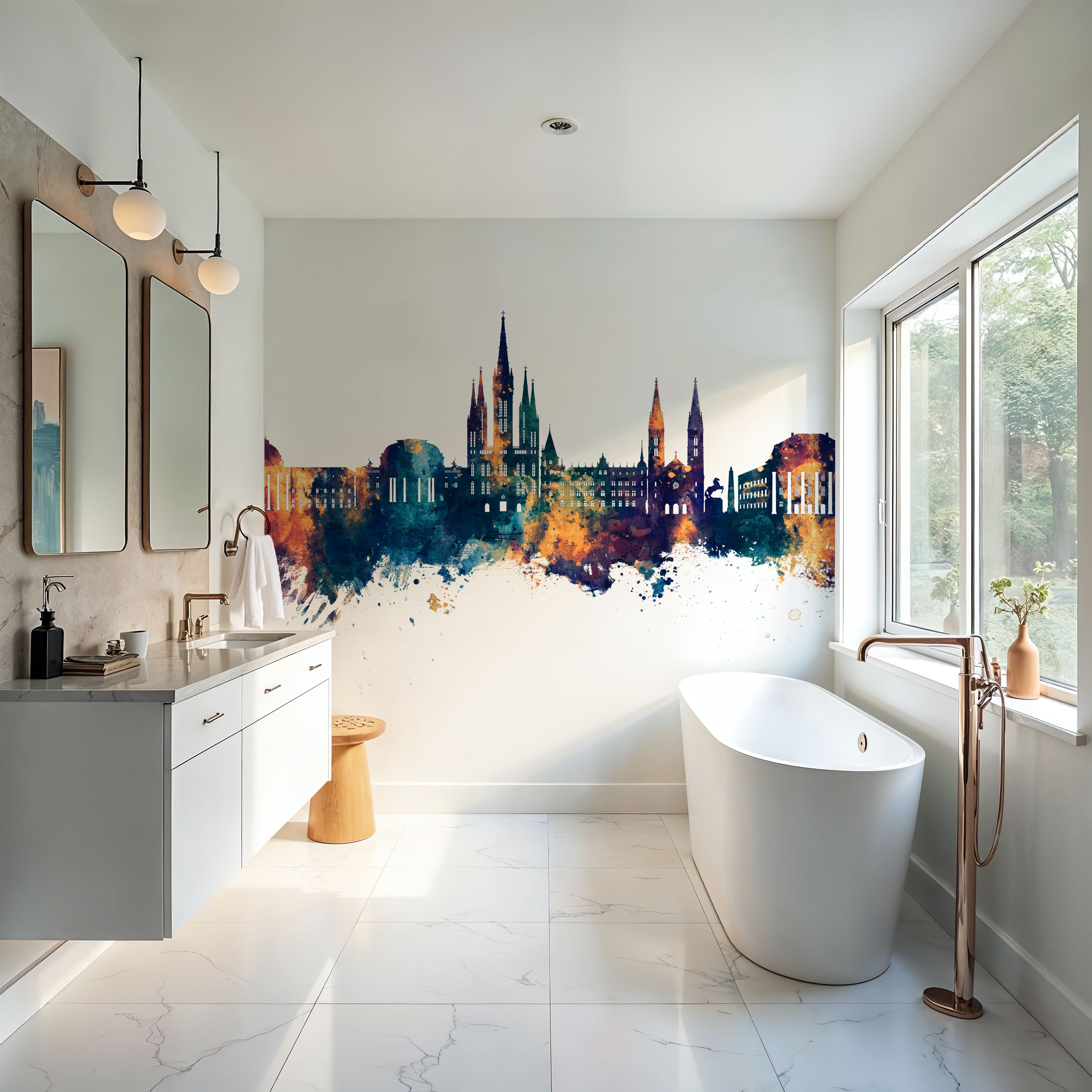 Weisbaden Germany Skyline Blue & Bronze