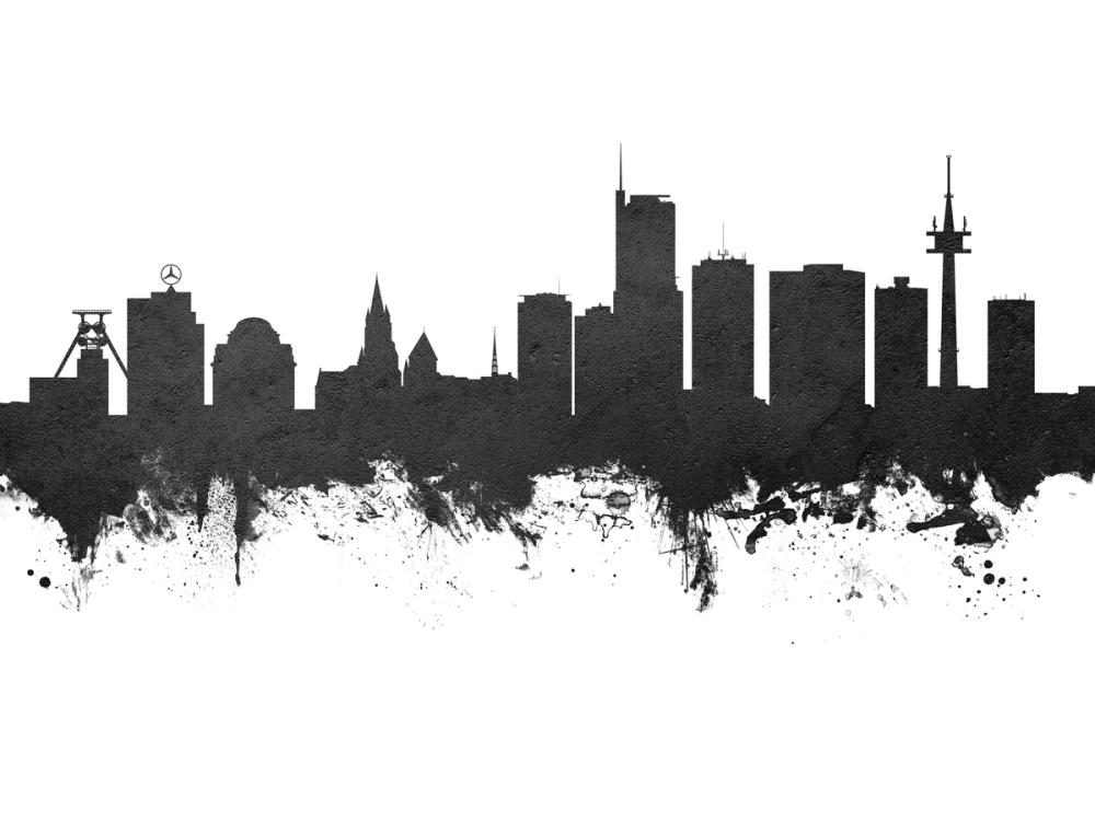 Essen Germany Skyline Black & White