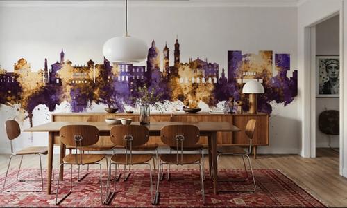 Nice France Skyline Purple & Gold