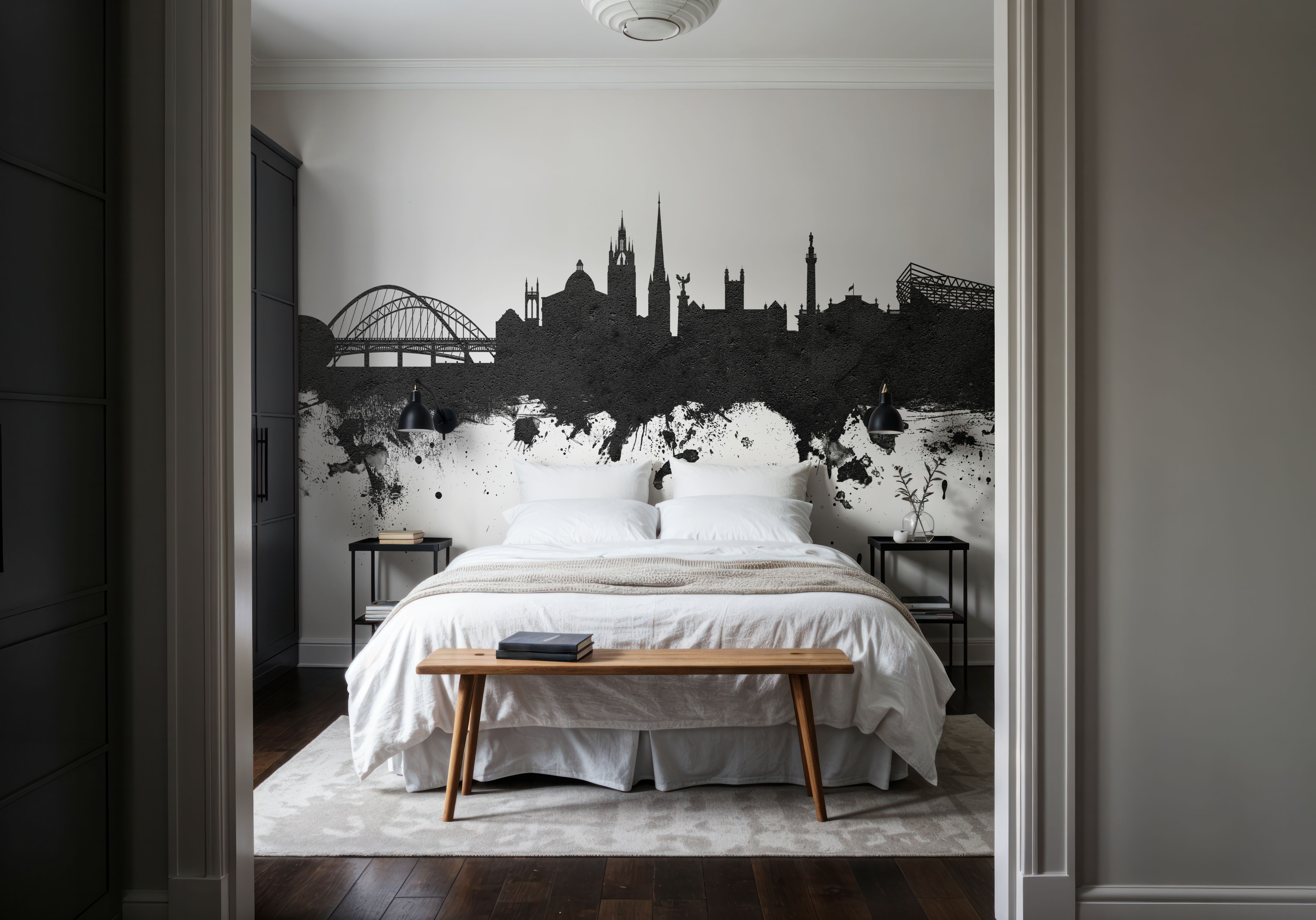 Newcastle England Skyline Black & White