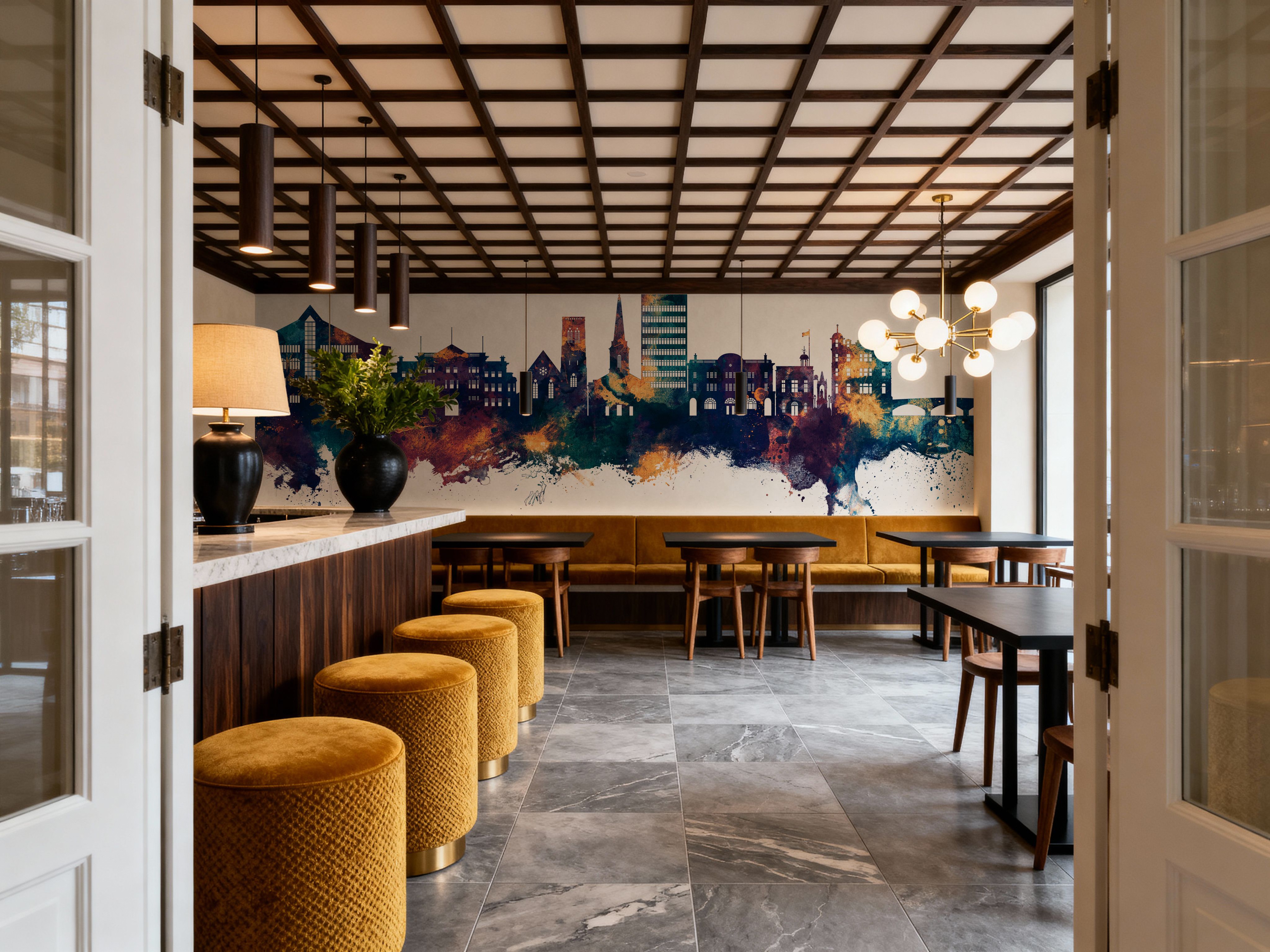 Maidstone England Skyline Blue & Bronze