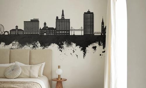Davenport Iowa Skyline Black & White