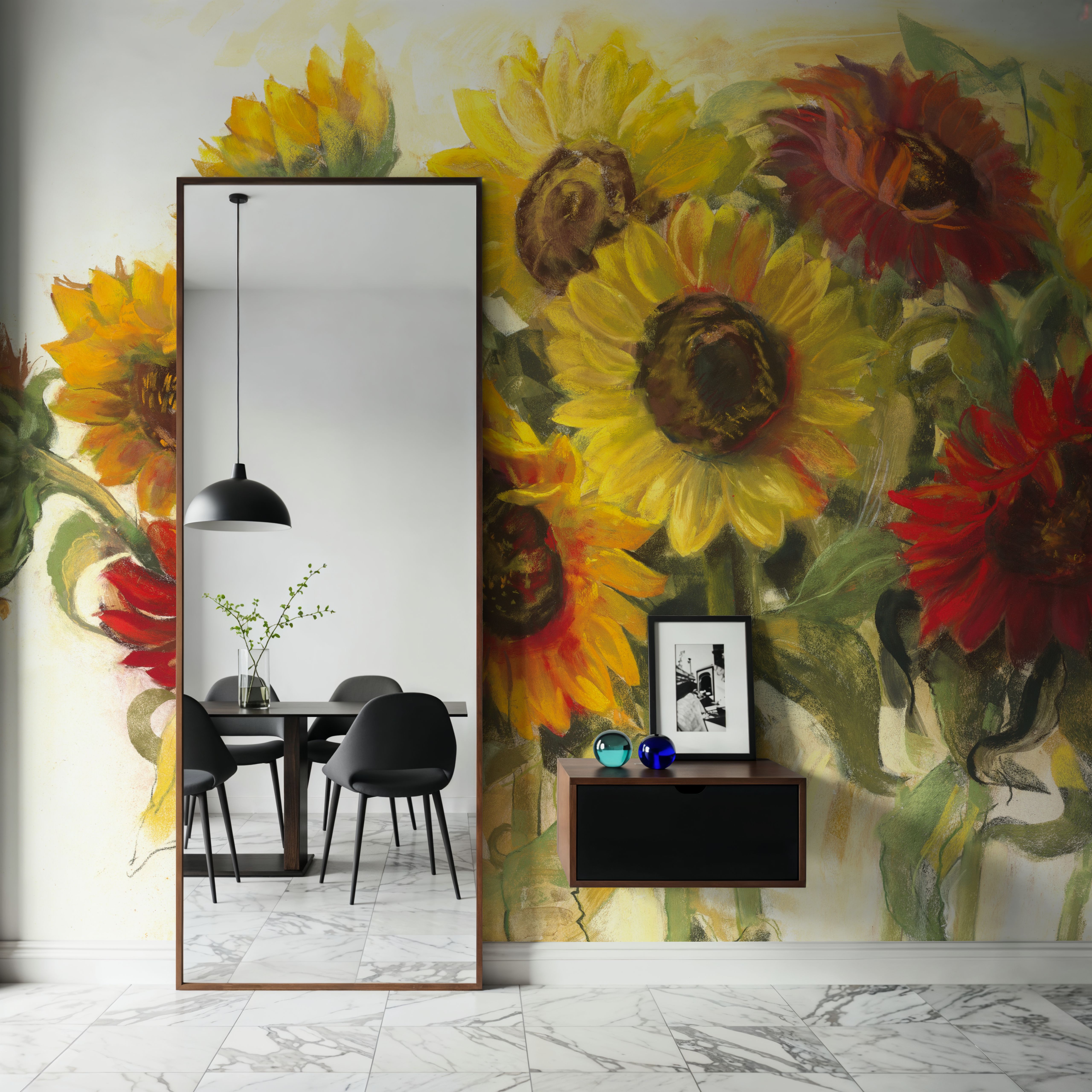 Gathering Sunflowers on White