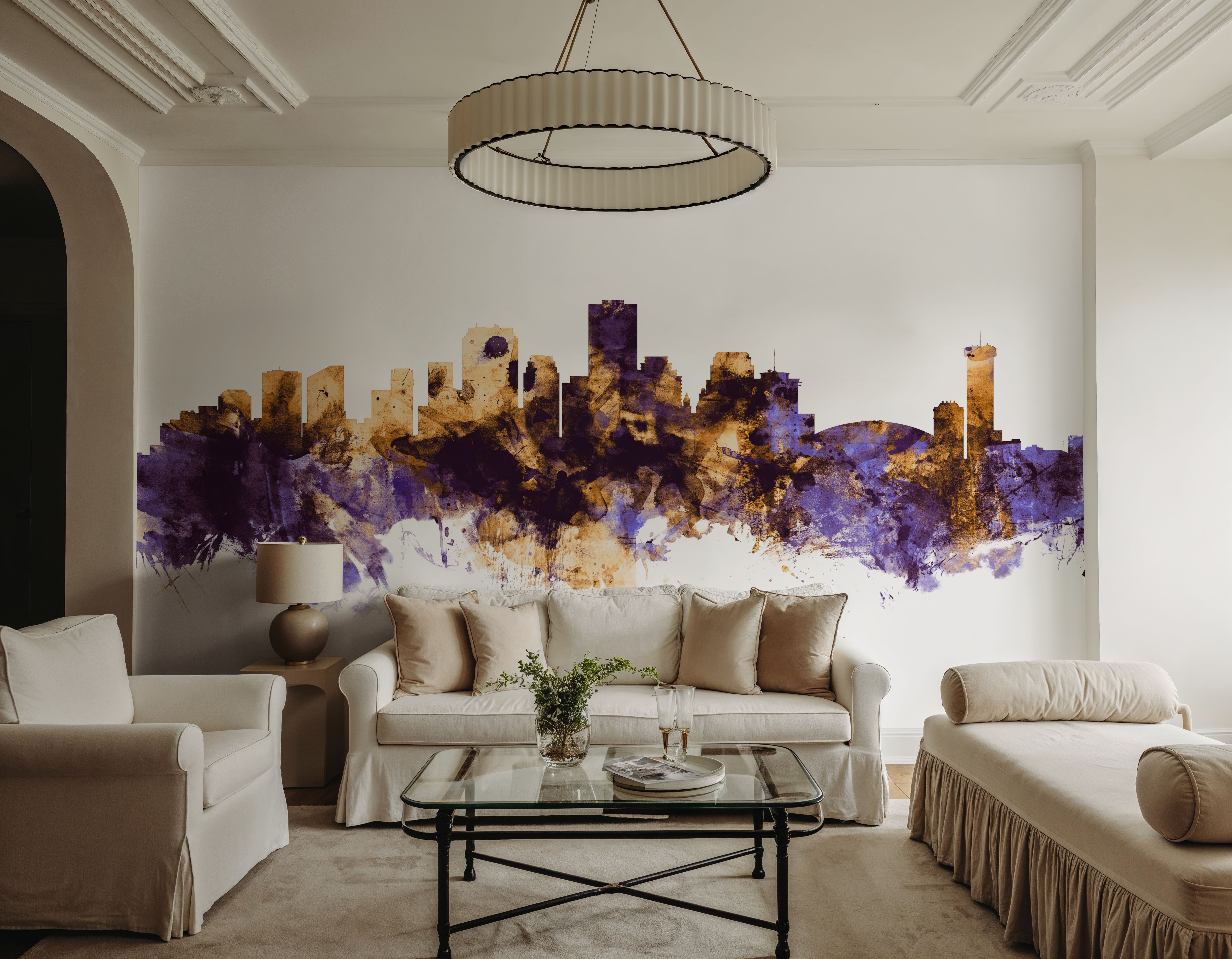 New Orleans Louisiana Skyline Purple & Gold