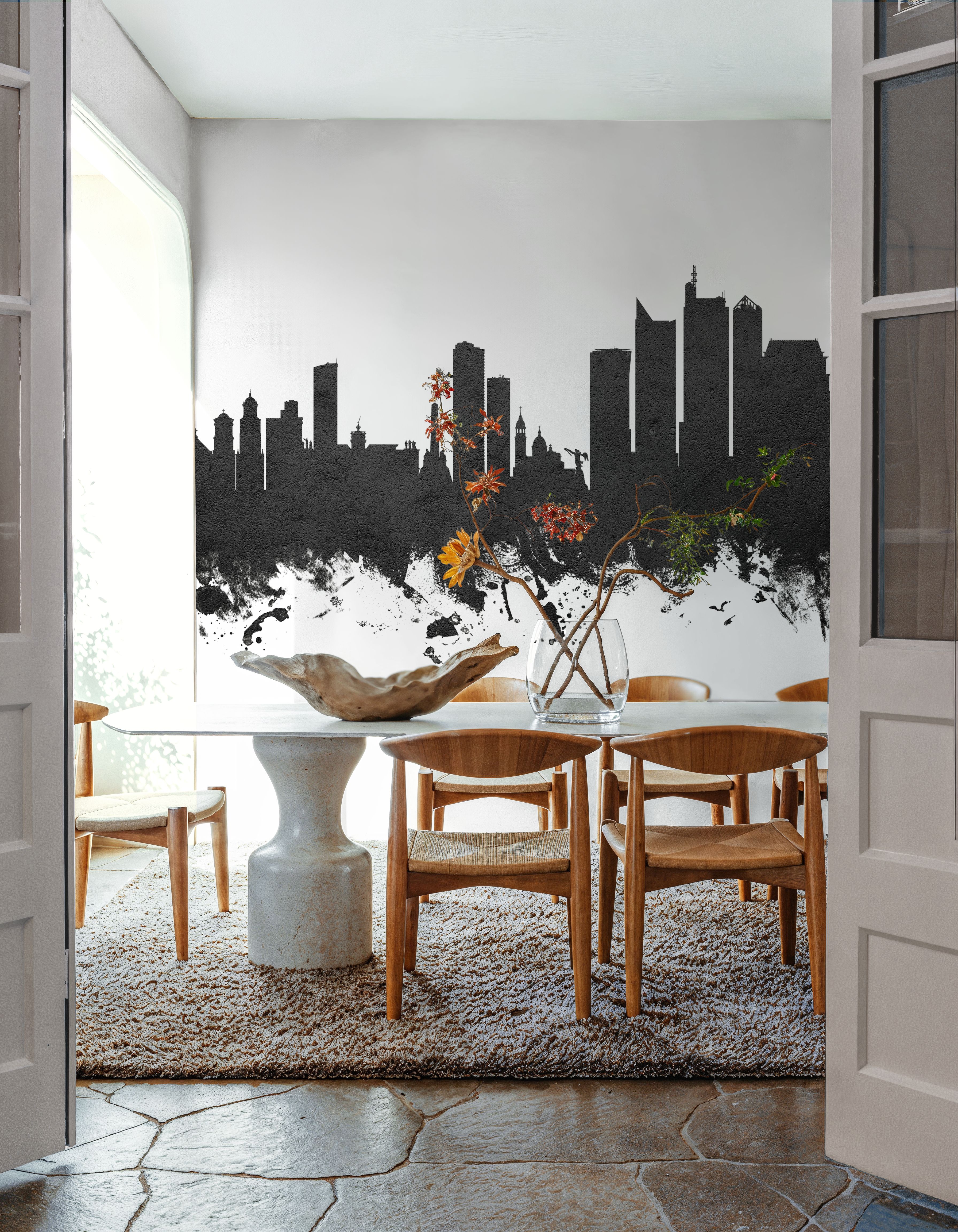 Manila Philippines Skyline Black & White