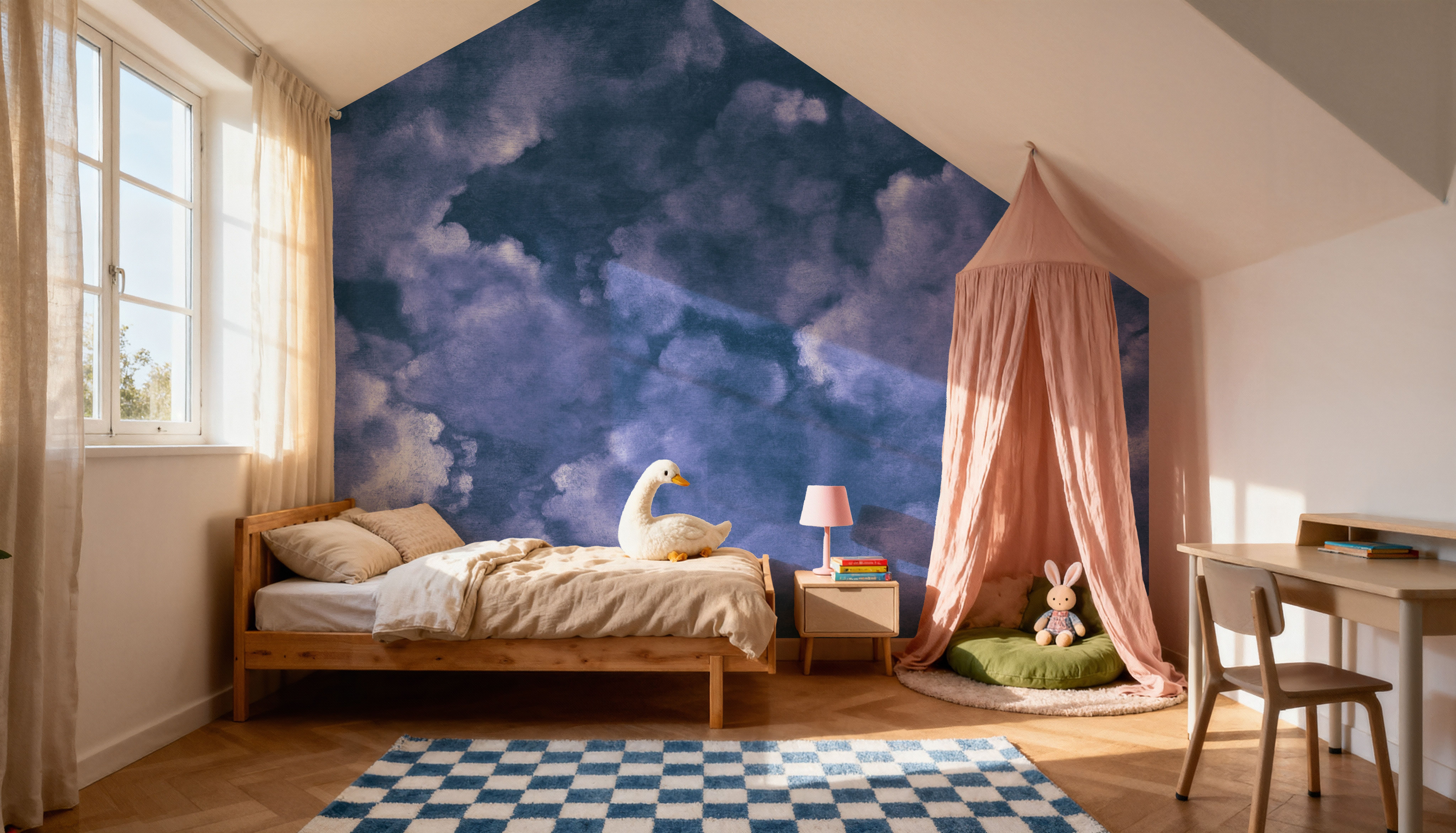 Painted Dreamy Clouds, Purple, Wallpaper