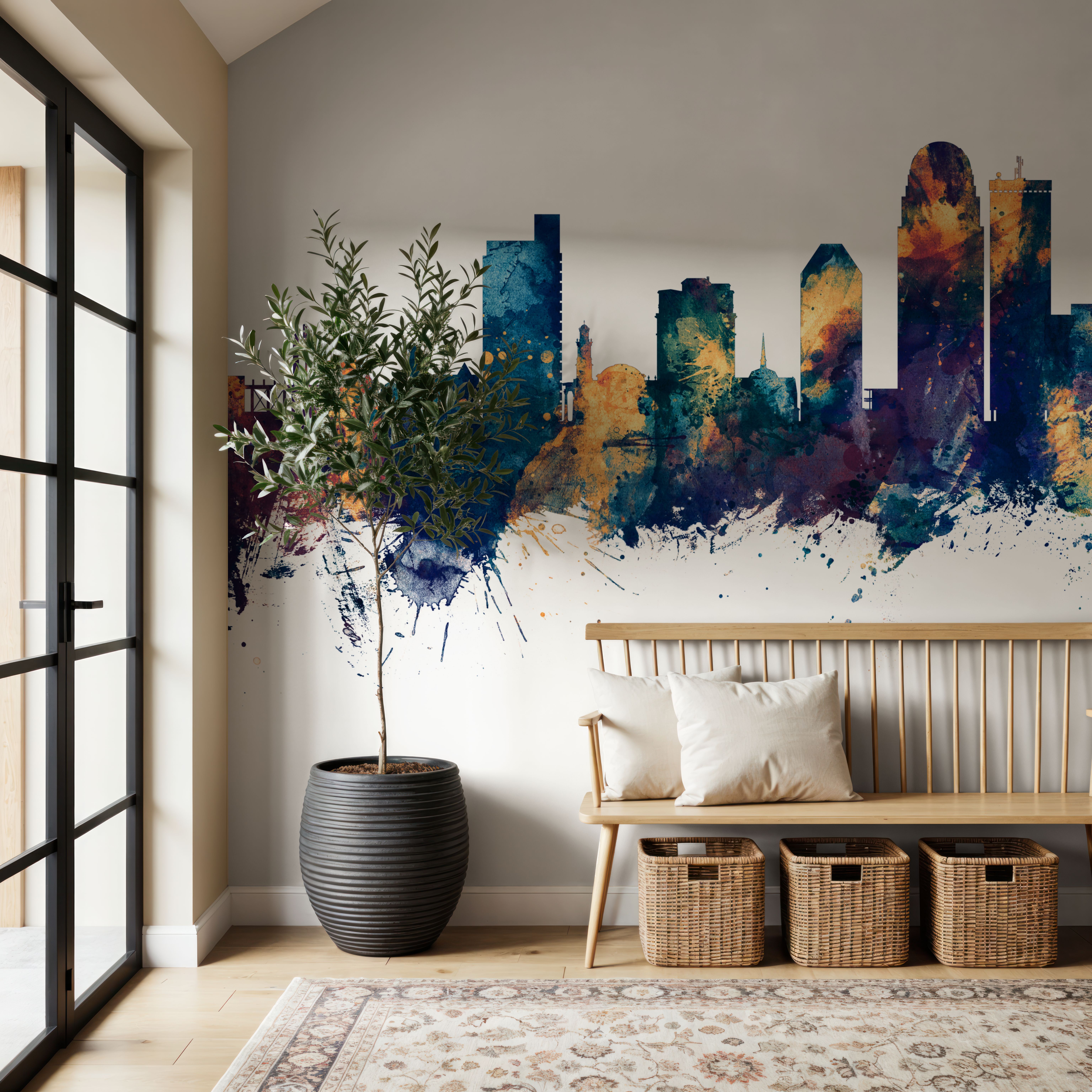 Winston-Salem North Carolina Skyline Blue & Bronze