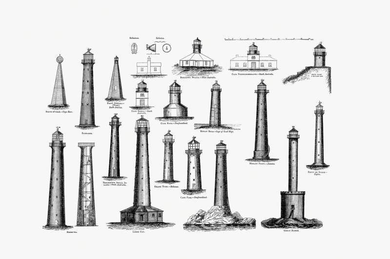 Illustration Of Lighthouses wallpaper mural 100% PVC-free and non-toxic