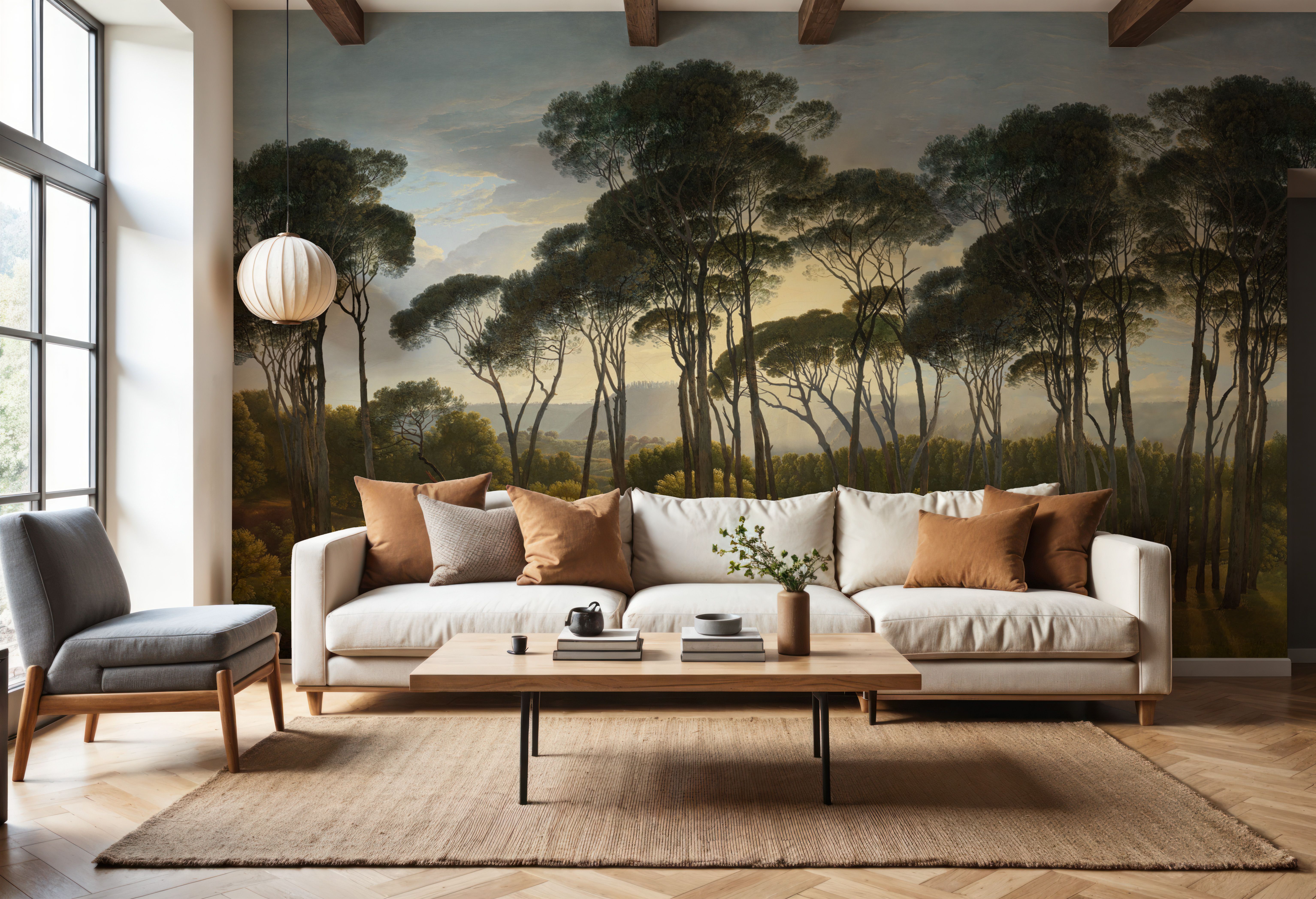 Mediterranean Pine Landscape, Original, Behang