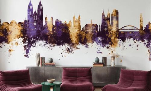 Magdeburg Germany Skyline Purple & Gold