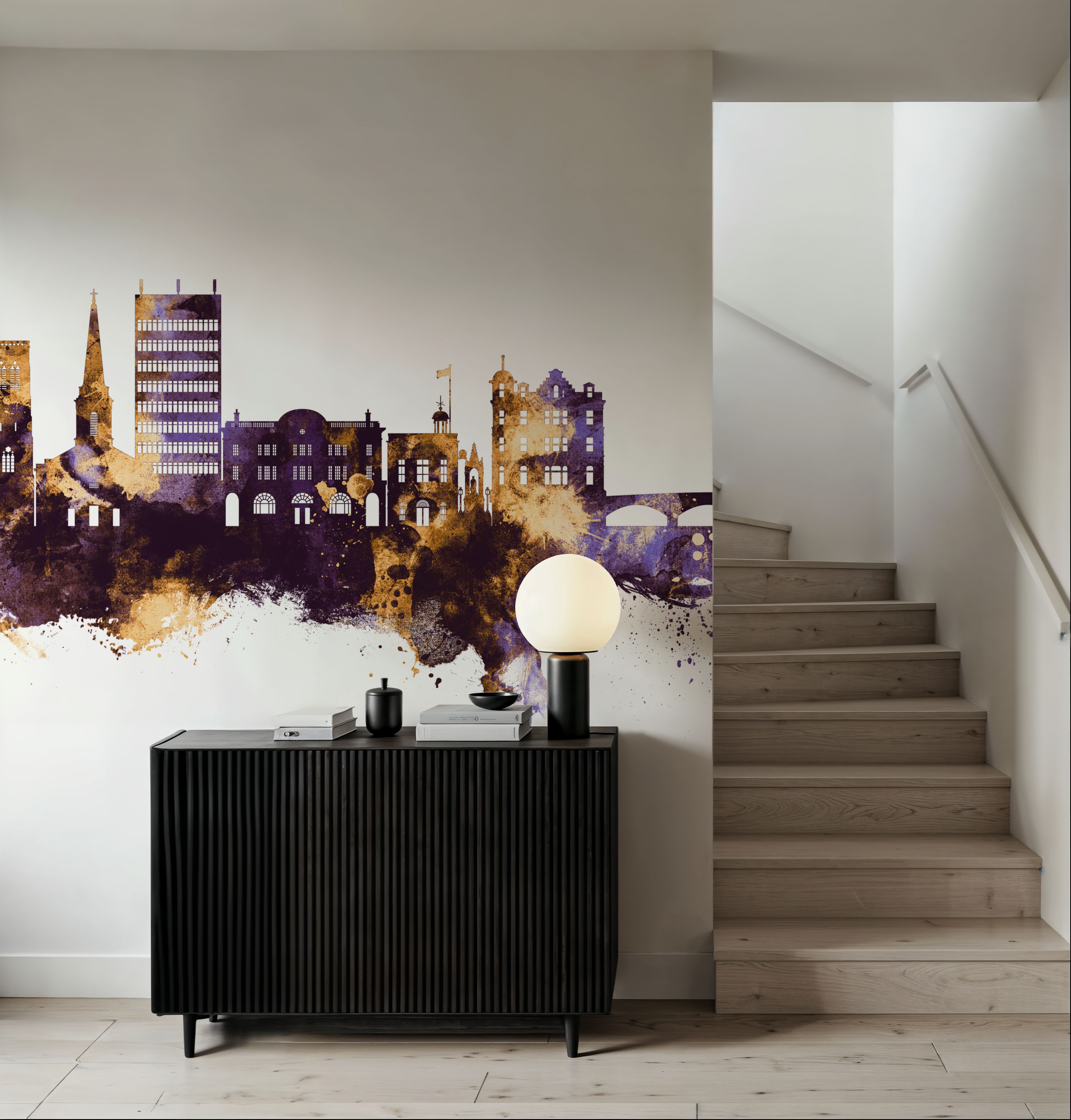 Maidstone England Skyline Purple & Gold