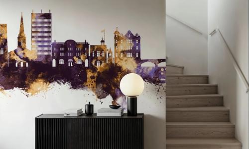 Maidstone England Skyline Purple & Gold