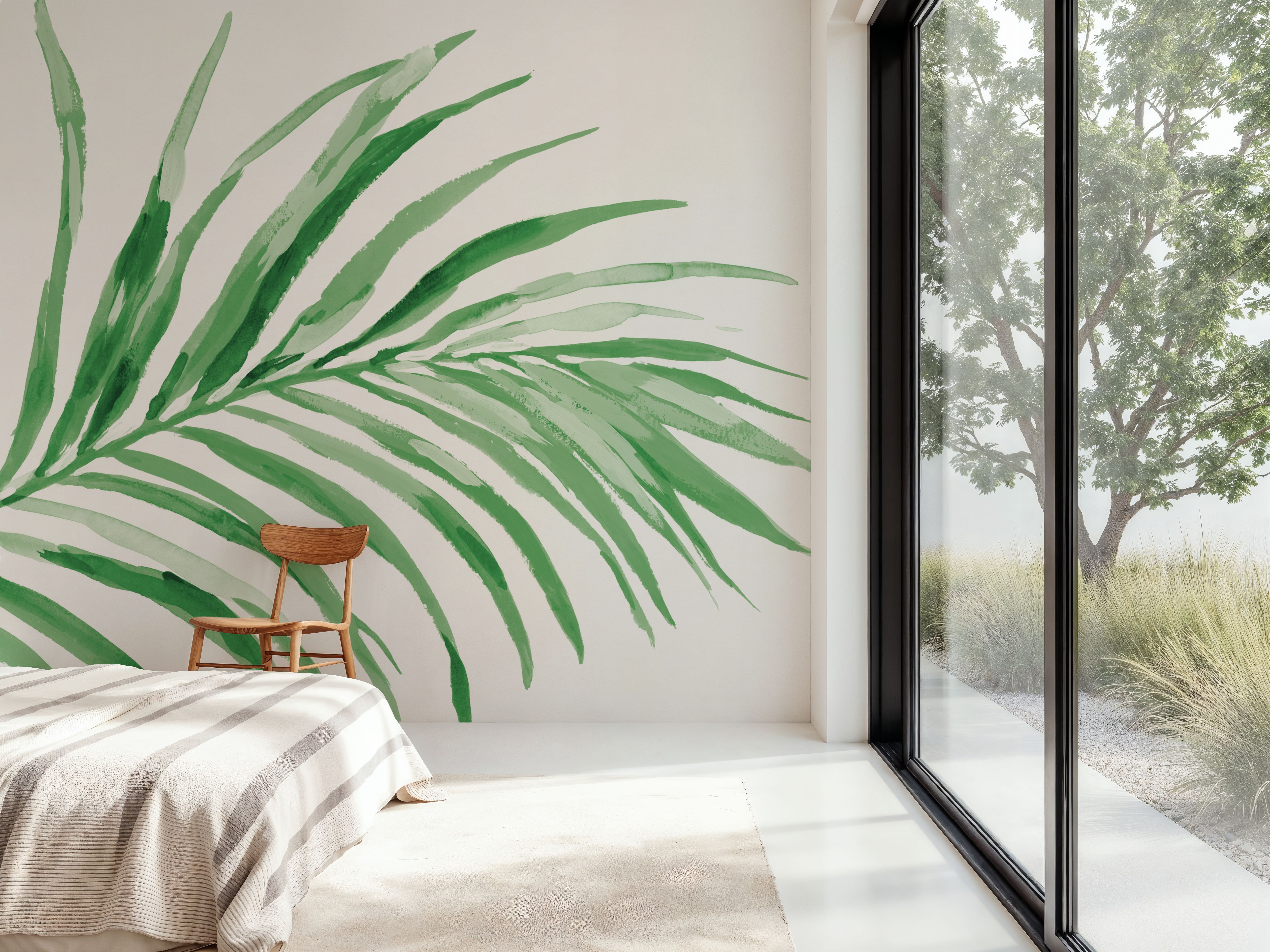 Wall Mural - Colorful Tropical Leaf Green II - Dining Room - Wallism US - Premium, Textured or Peel & Stick